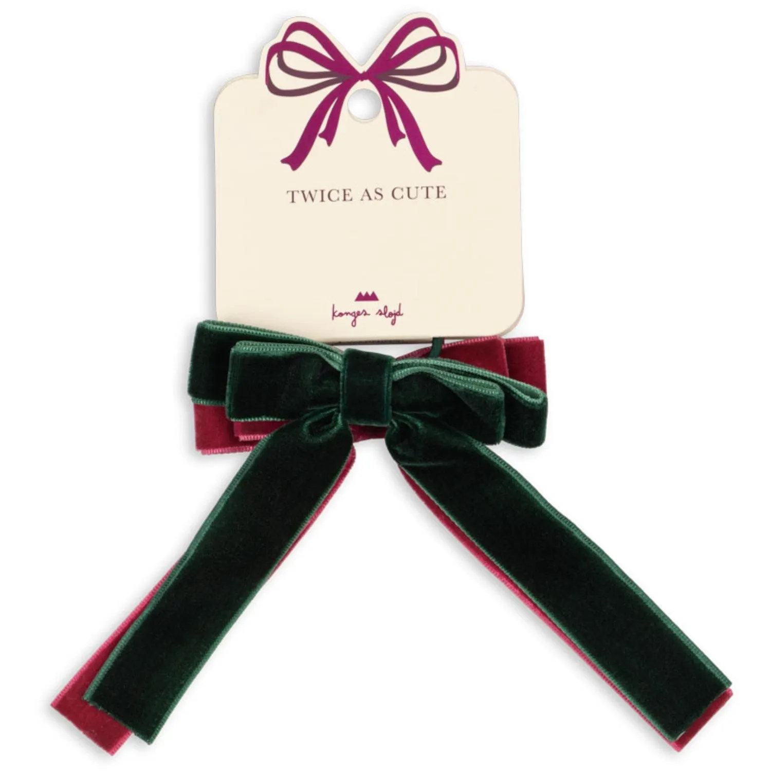 Konges Sljd Green/Sangria 2 Pack Velvet Double Bow Elastic