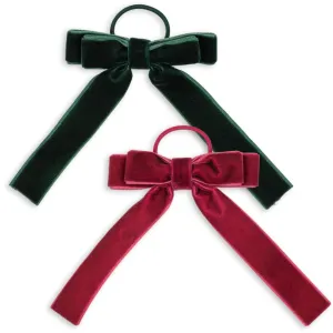 Konges Sljd Green/Sangria 2 Pack Velvet Double Bow Elastic