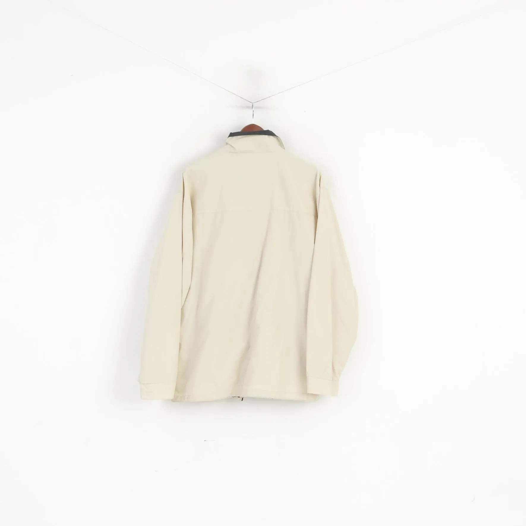 Le Frog Casual Men XXL Jacket Beige Lightweight Harrington Full Zip Classic Top