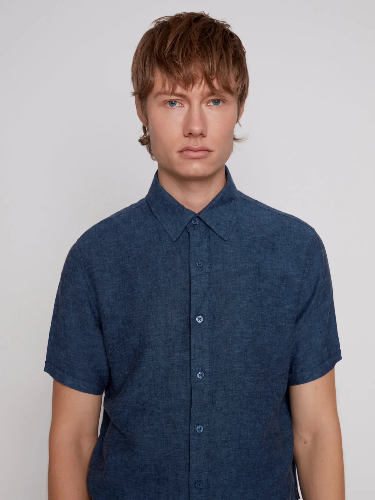 LINEN BLEND SHORT SLEEVE SHIRT
