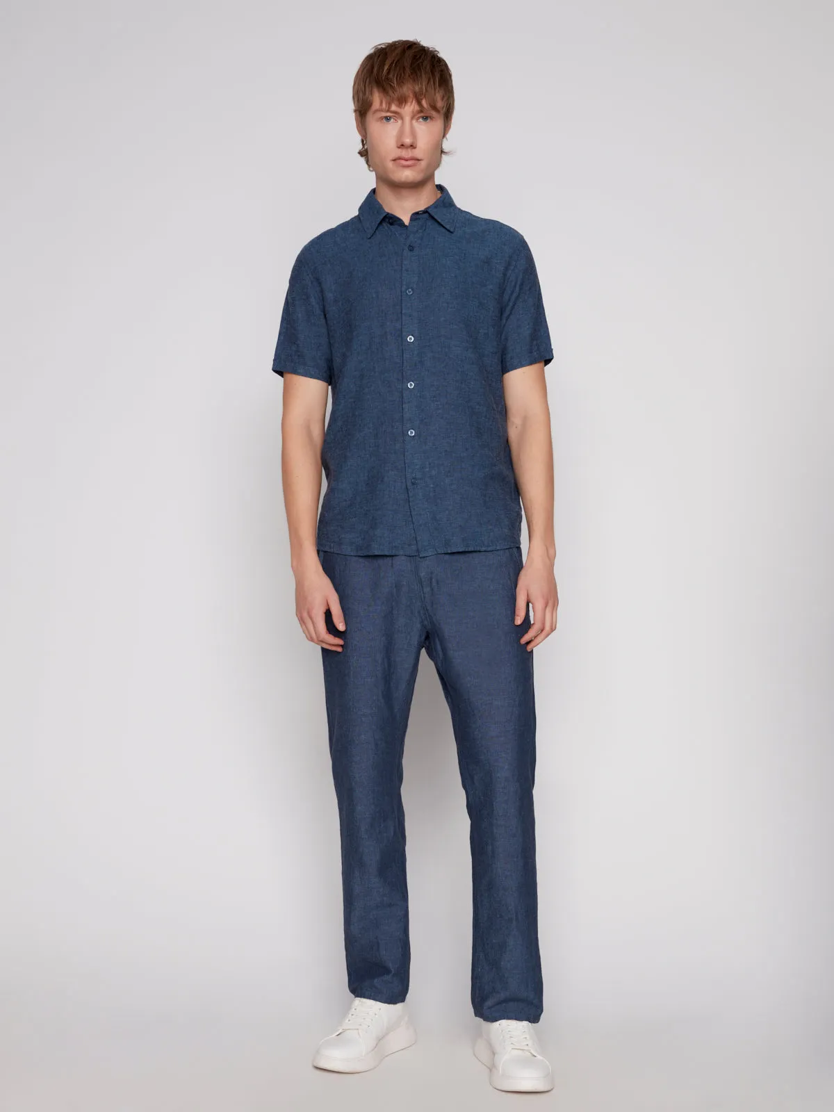 LINEN BLEND SHORT SLEEVE SHIRT