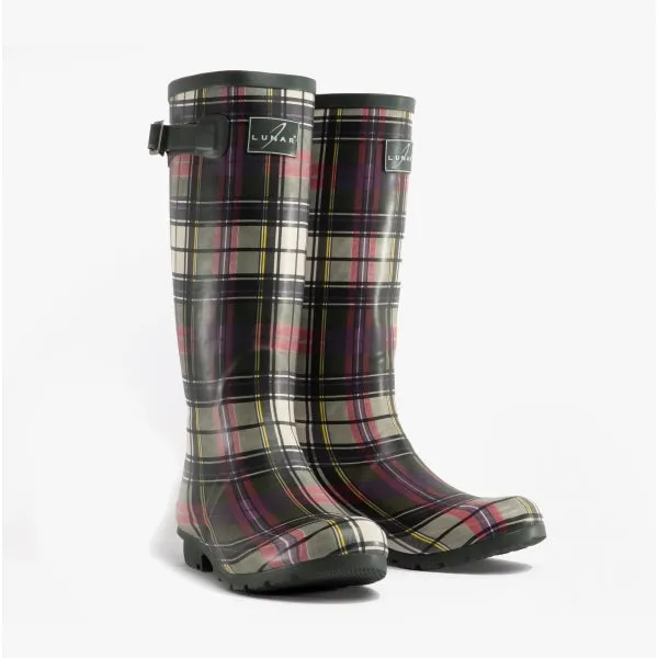 Lunar TARTAN Womens Rubber Wellingtons Green
