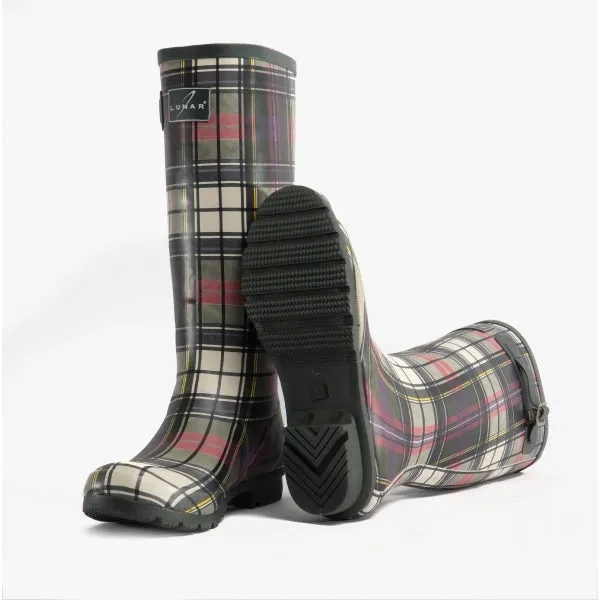 Lunar TARTAN Womens Rubber Wellingtons Green