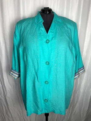 Maggie Barnes Size 3X Turquoise Shirt Jacket NWT