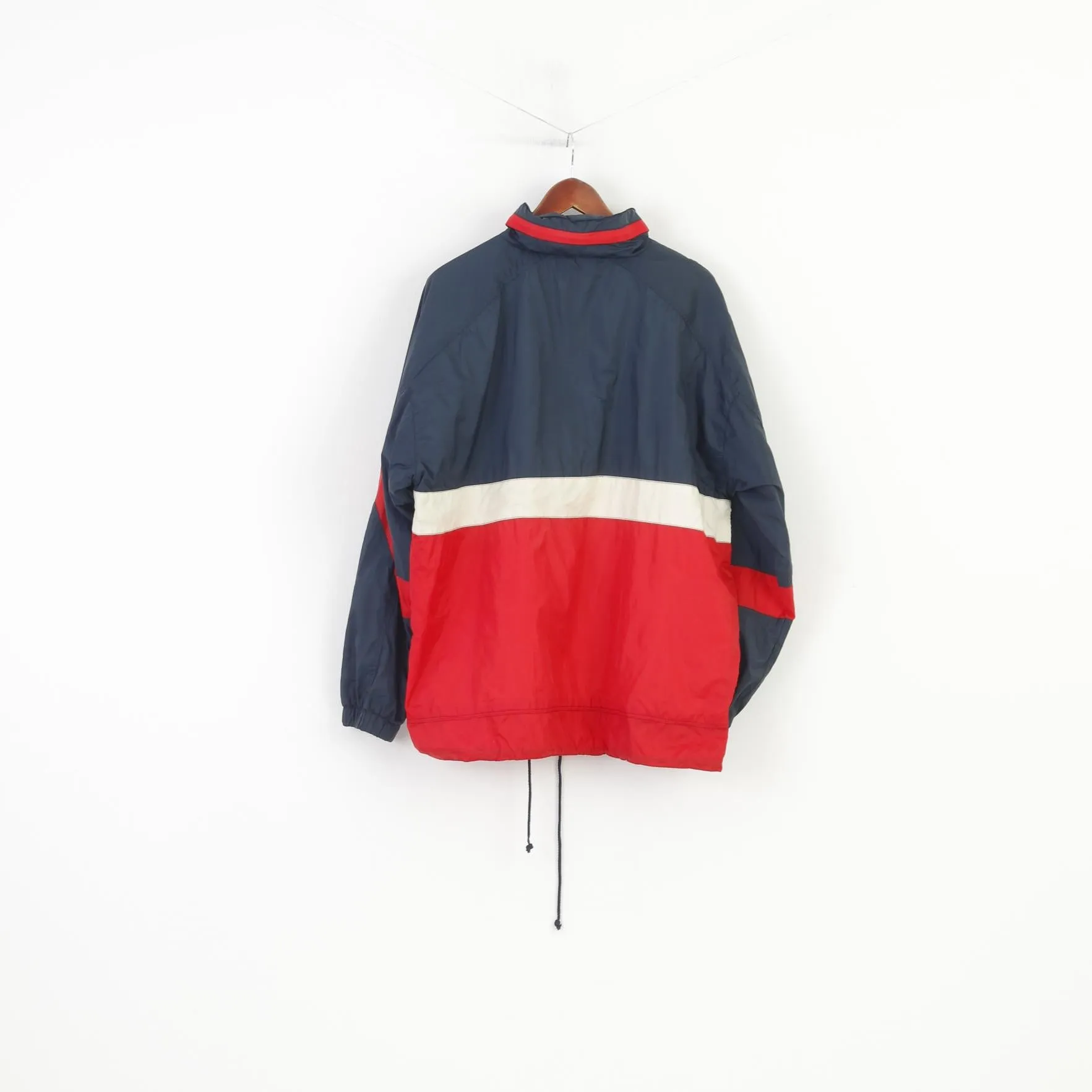 Marcel Clair Men L Jacket Zip Neck Vintage Polyamid Red Navigation Graphic Hood Top