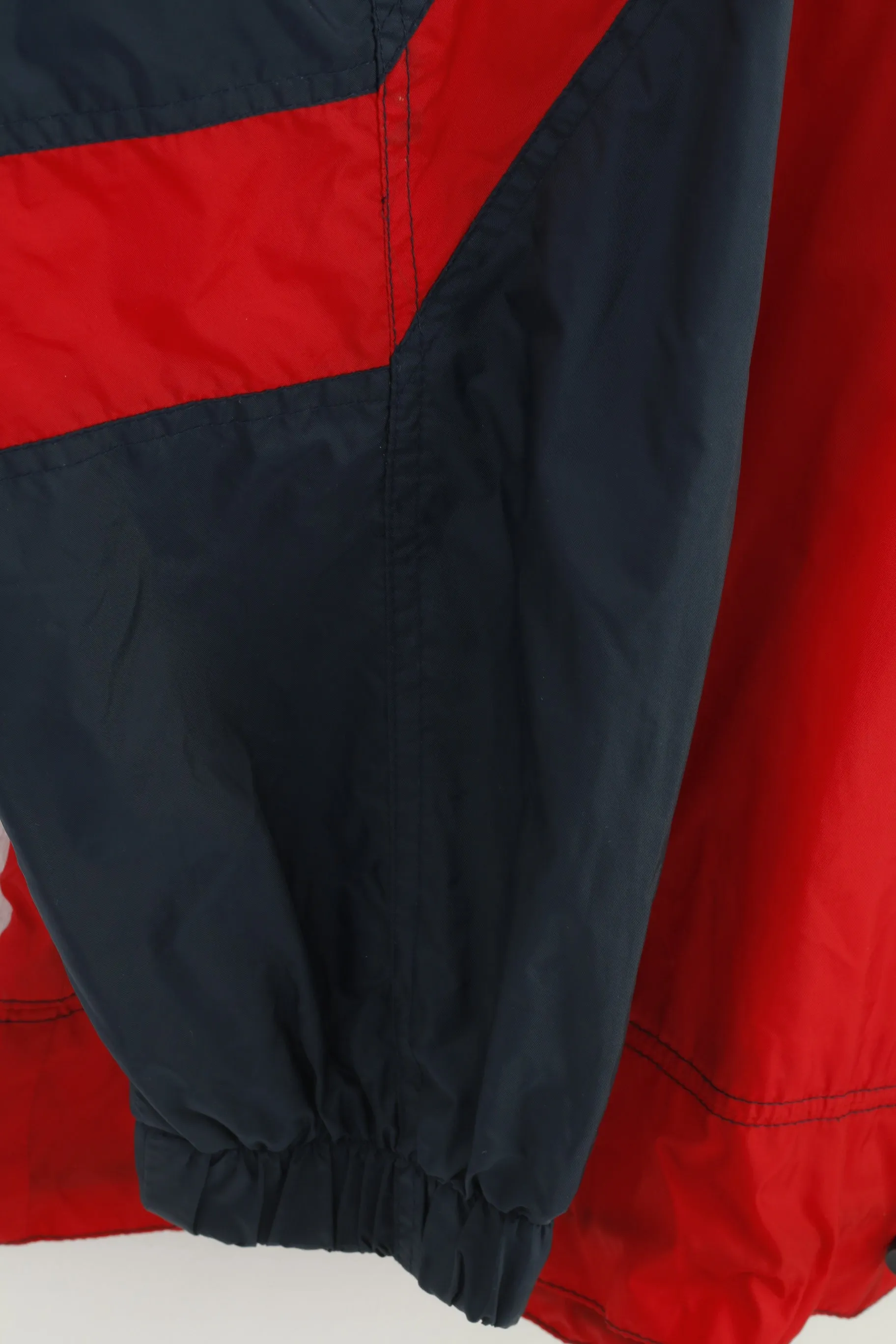 Marcel Clair Men L Jacket Zip Neck Vintage Polyamid Red Navigation Graphic Hood Top