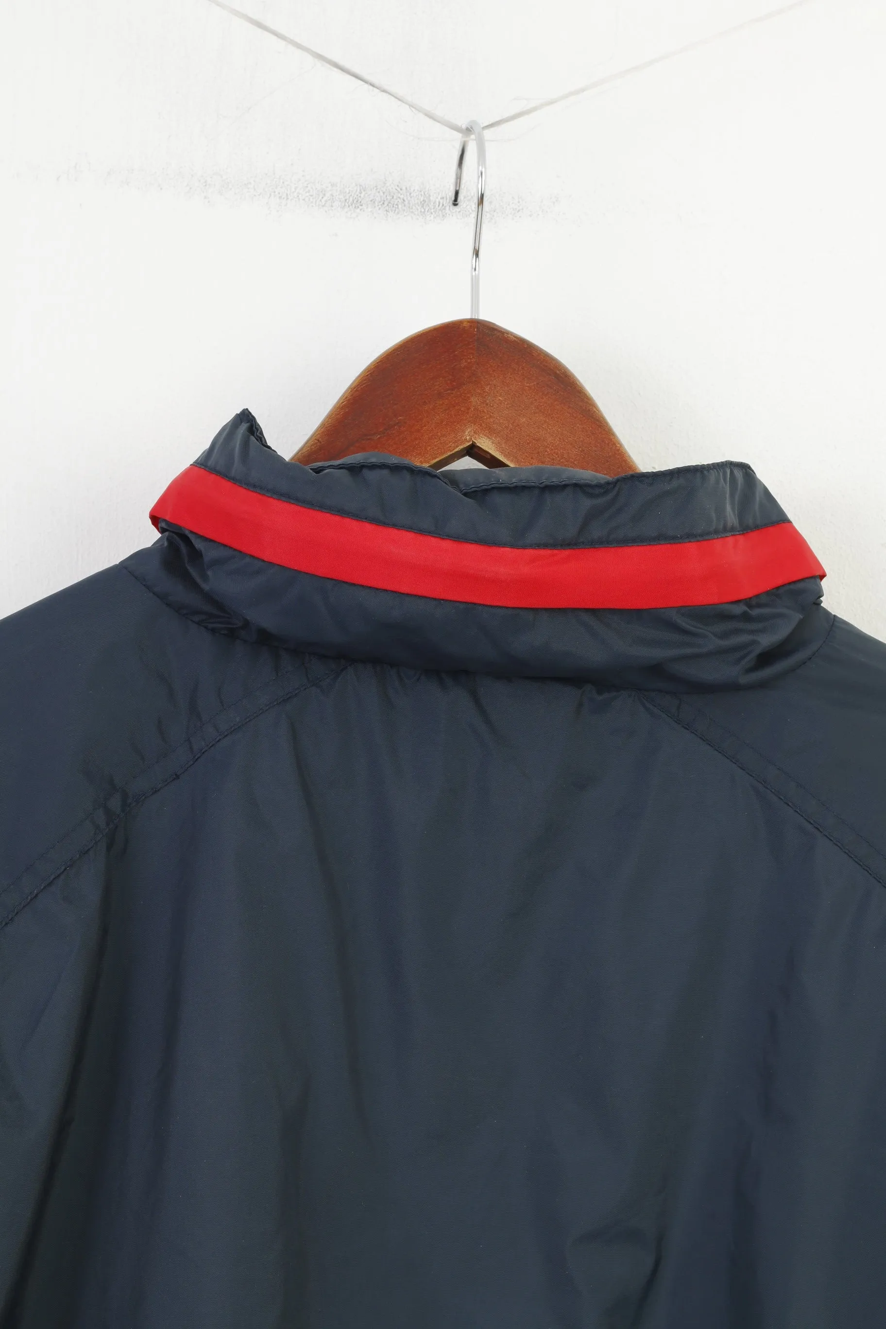 Marcel Clair Men L Jacket Zip Neck Vintage Polyamid Red Navigation Graphic Hood Top