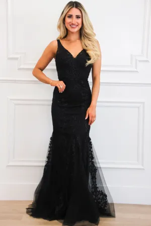 Meet You At the Altar Lace Formal Dress: BLACK