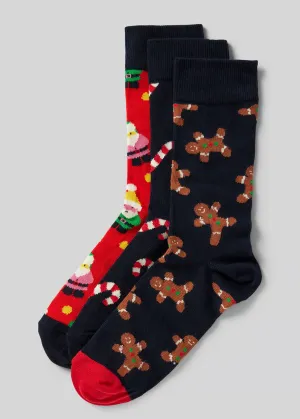 Men's 3 Pairs Graphic Printed Socks,Multi