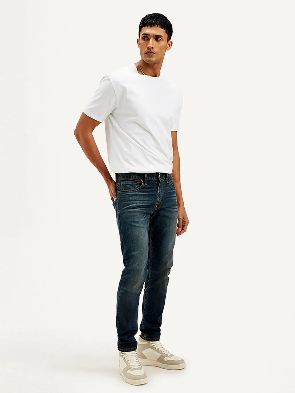 Men's 512 Navy Blue Slim Tapered Fit Mid Rise Jeans LEVI'S
