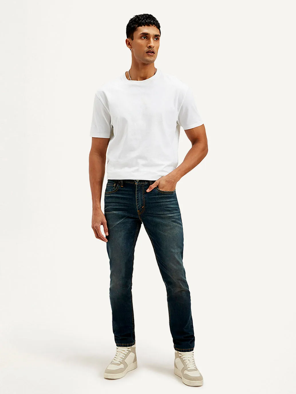 Men's 512 Navy Blue Slim Tapered Fit Mid Rise Jeans LEVI'S