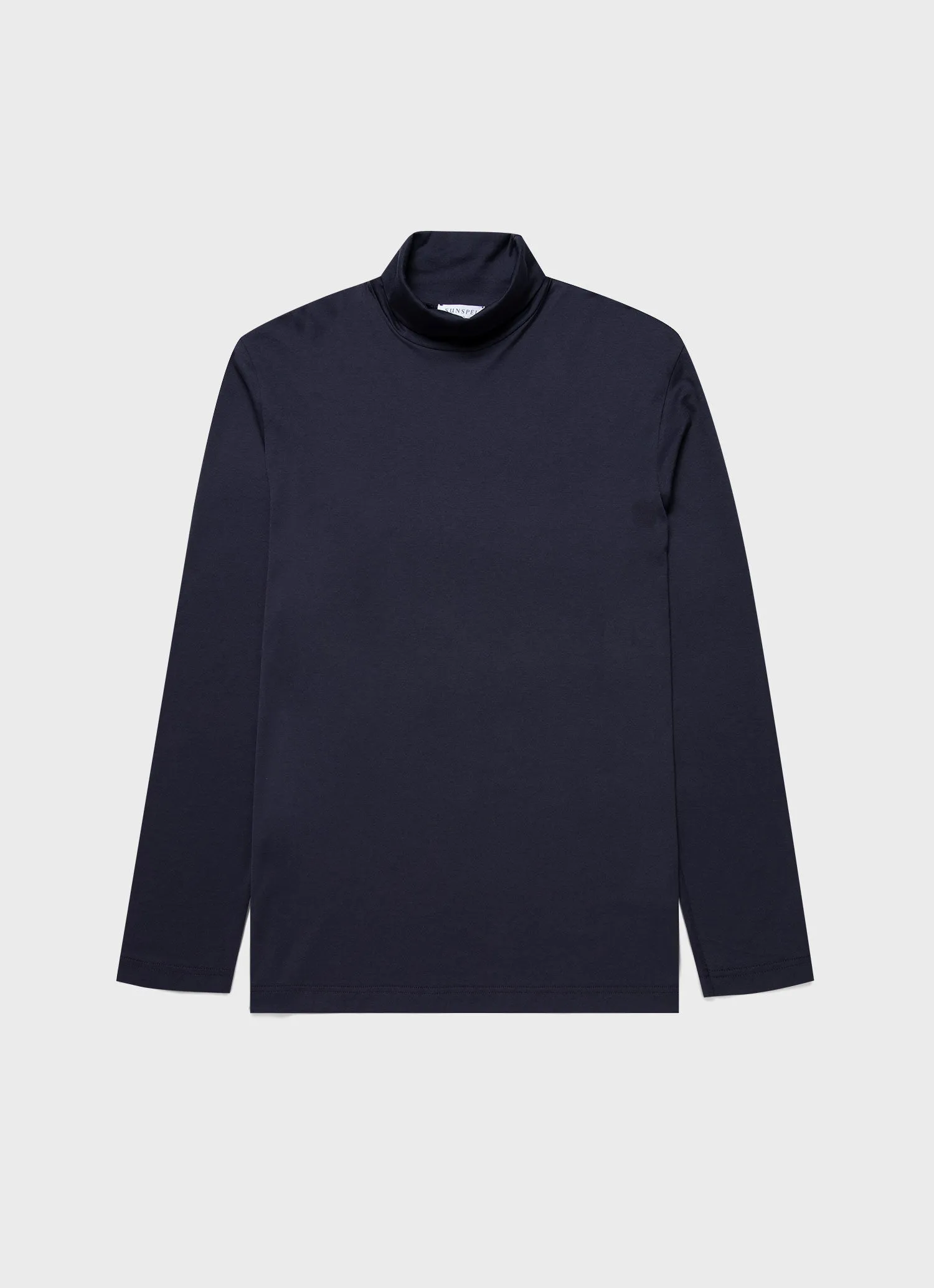 Men's Long Sleeve Roll Neck in Navy Sunspel