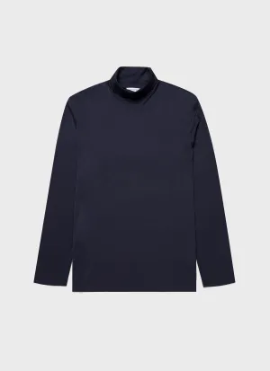 Men's Long Sleeve Roll Neck in Navy Sunspel