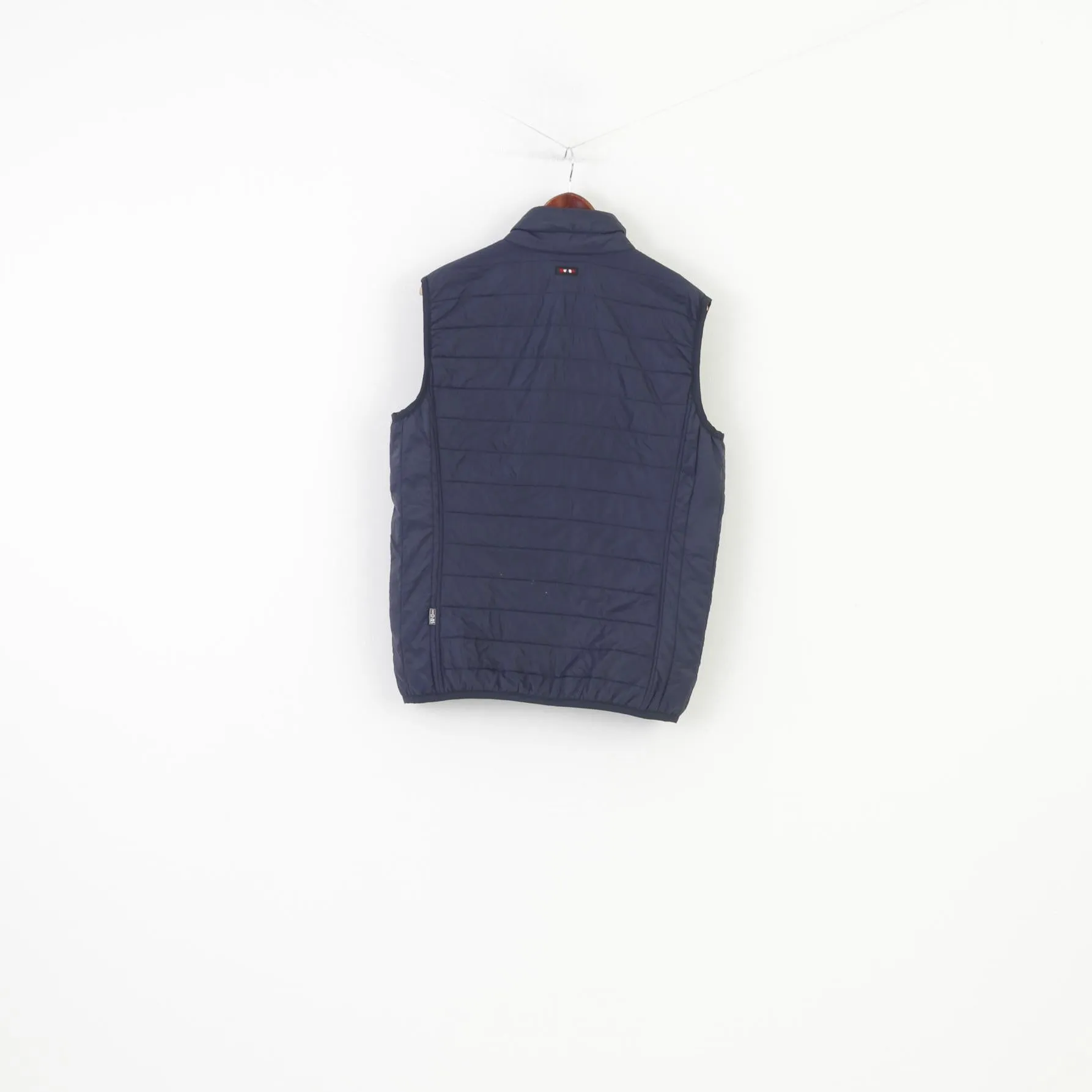 Napapijri Men L Vest Navy Padded Full Zipper Slim Fit Collar Polyamid Top