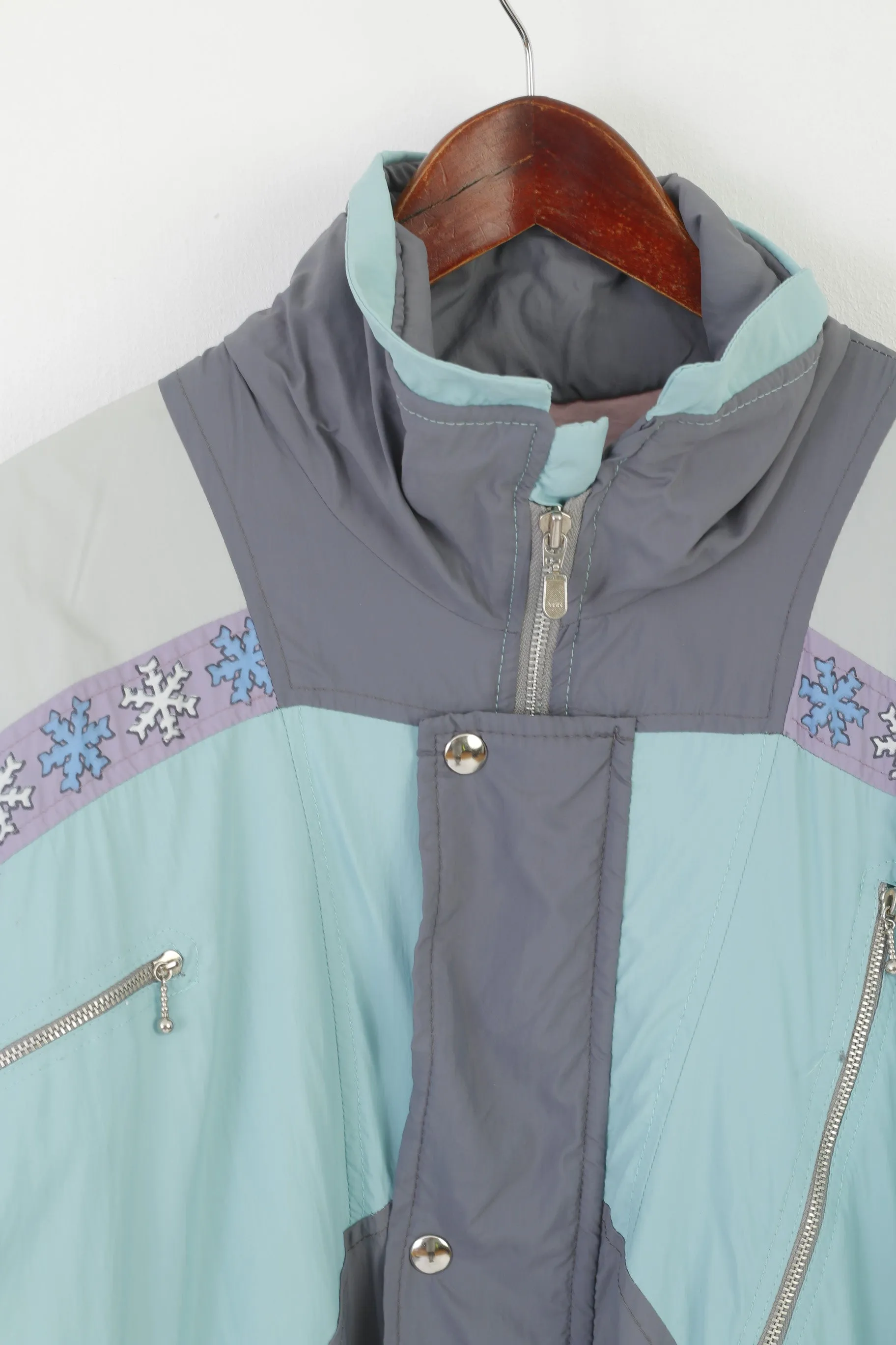 Newline Sport Design Men L Jacket Gray Green Vintage 80s Ski Chamonic Mount Blanc Top