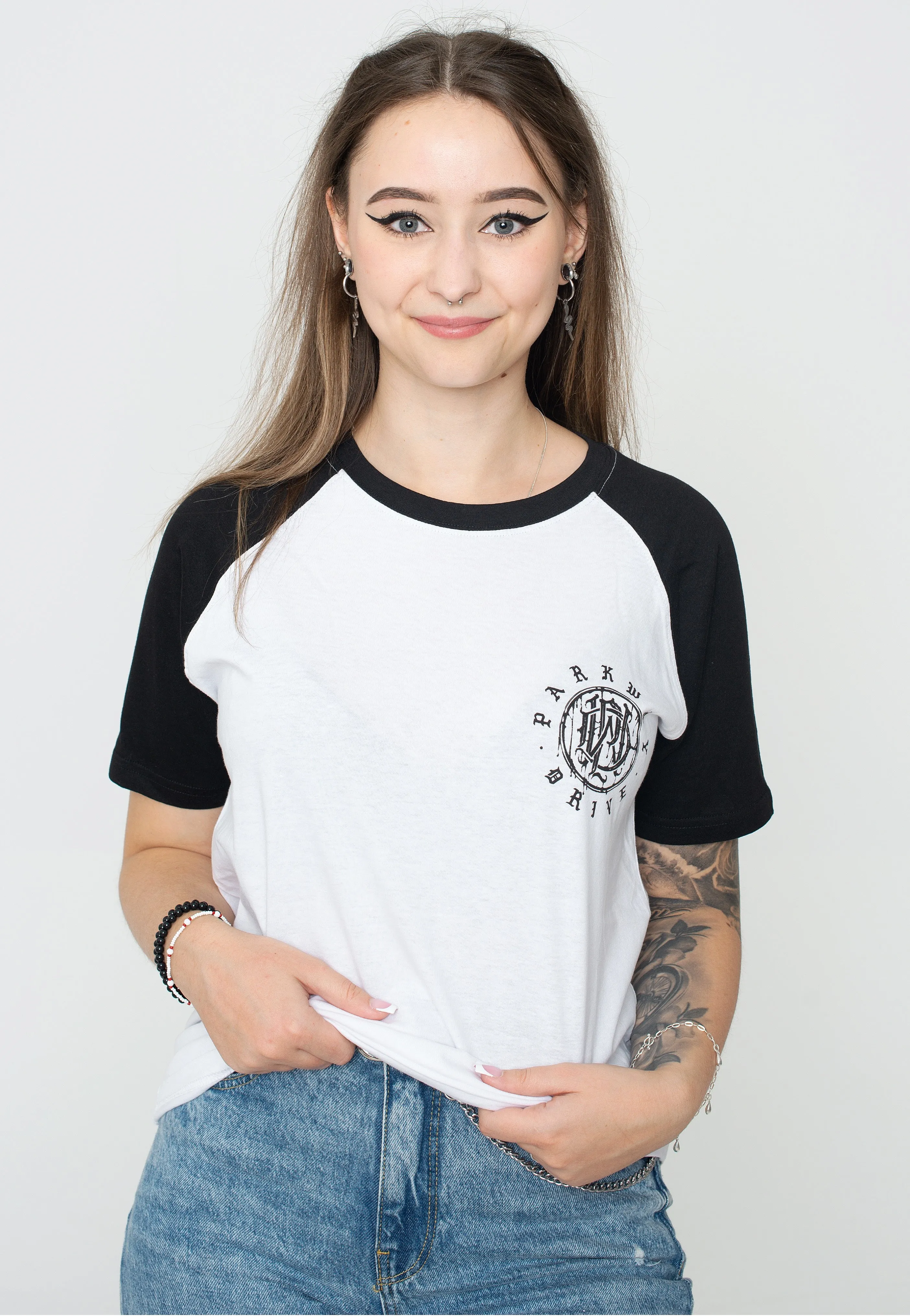 Parkway Drive - Glitch Logo White/Black Raglan - T-Shirt