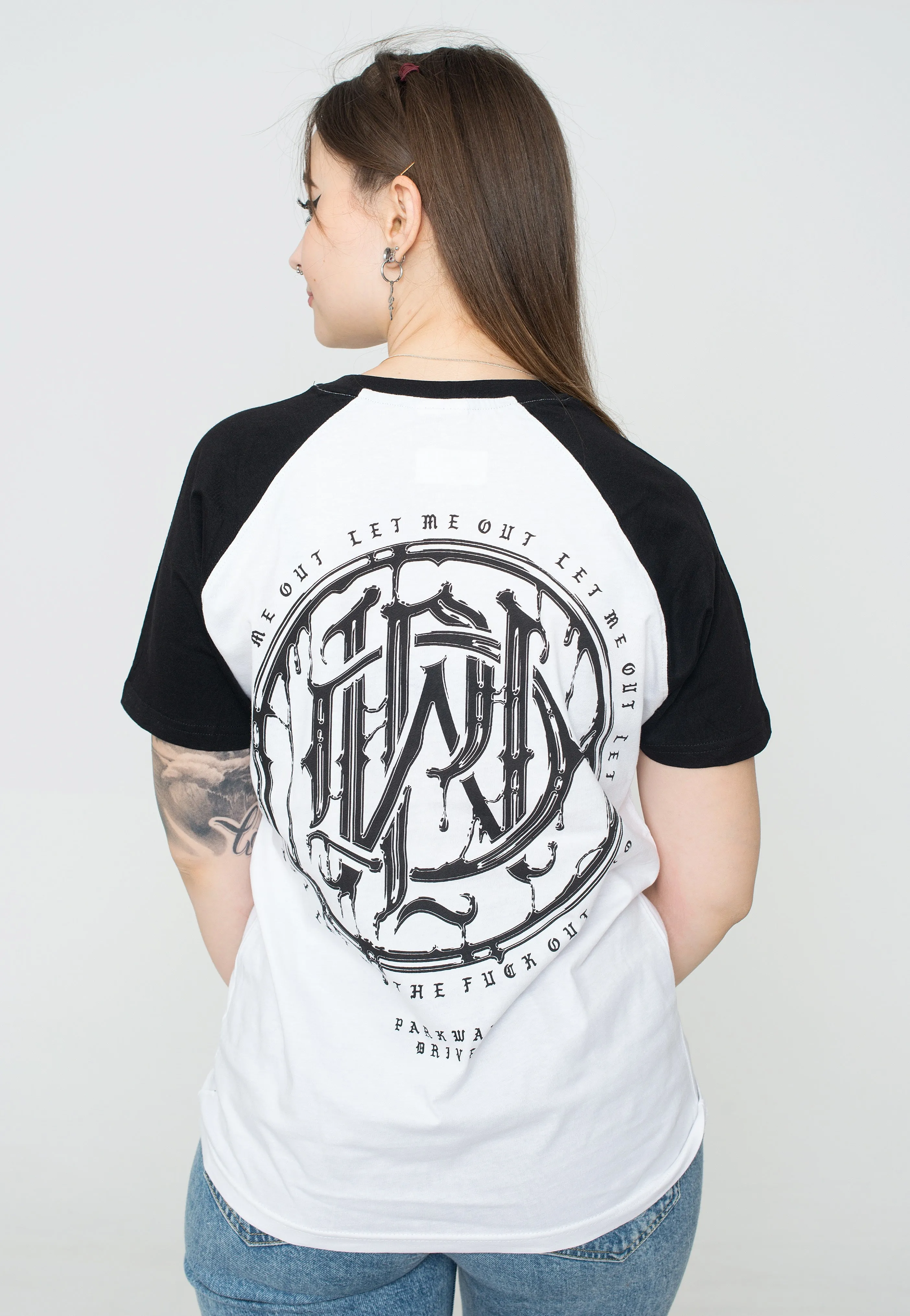 Parkway Drive - Glitch Logo White/Black Raglan - T-Shirt