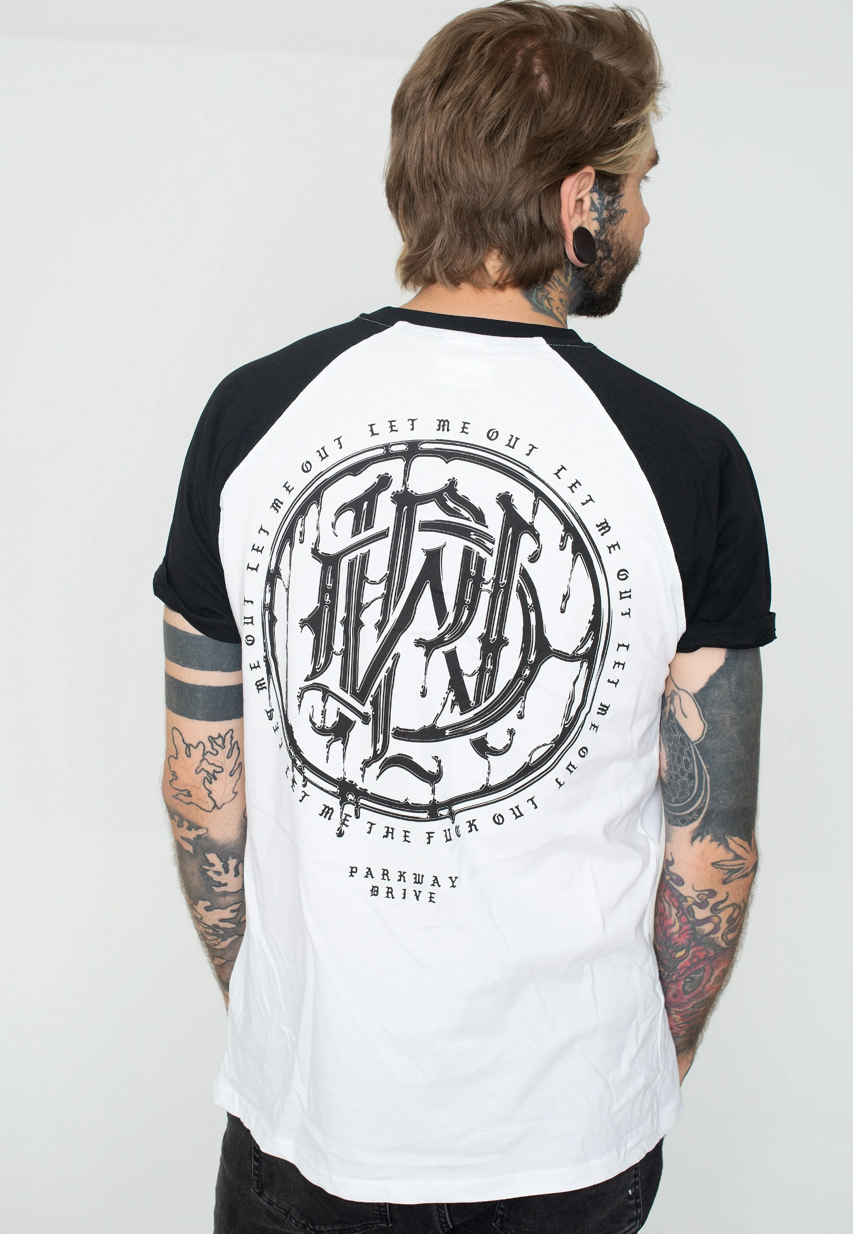 Parkway Drive - Glitch Logo White/Black Raglan - T-Shirt