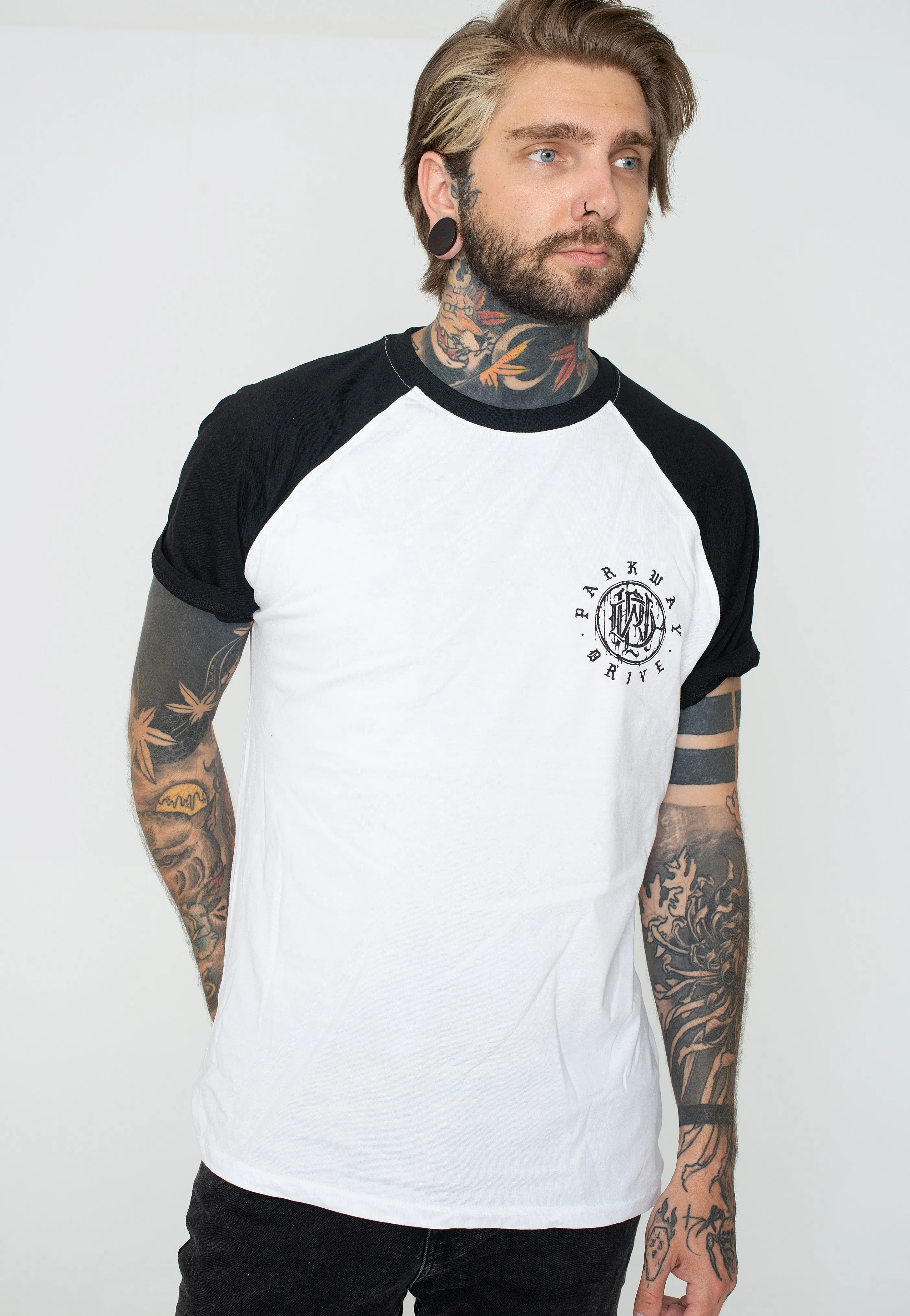 Parkway Drive - Glitch Logo White/Black Raglan - T-Shirt