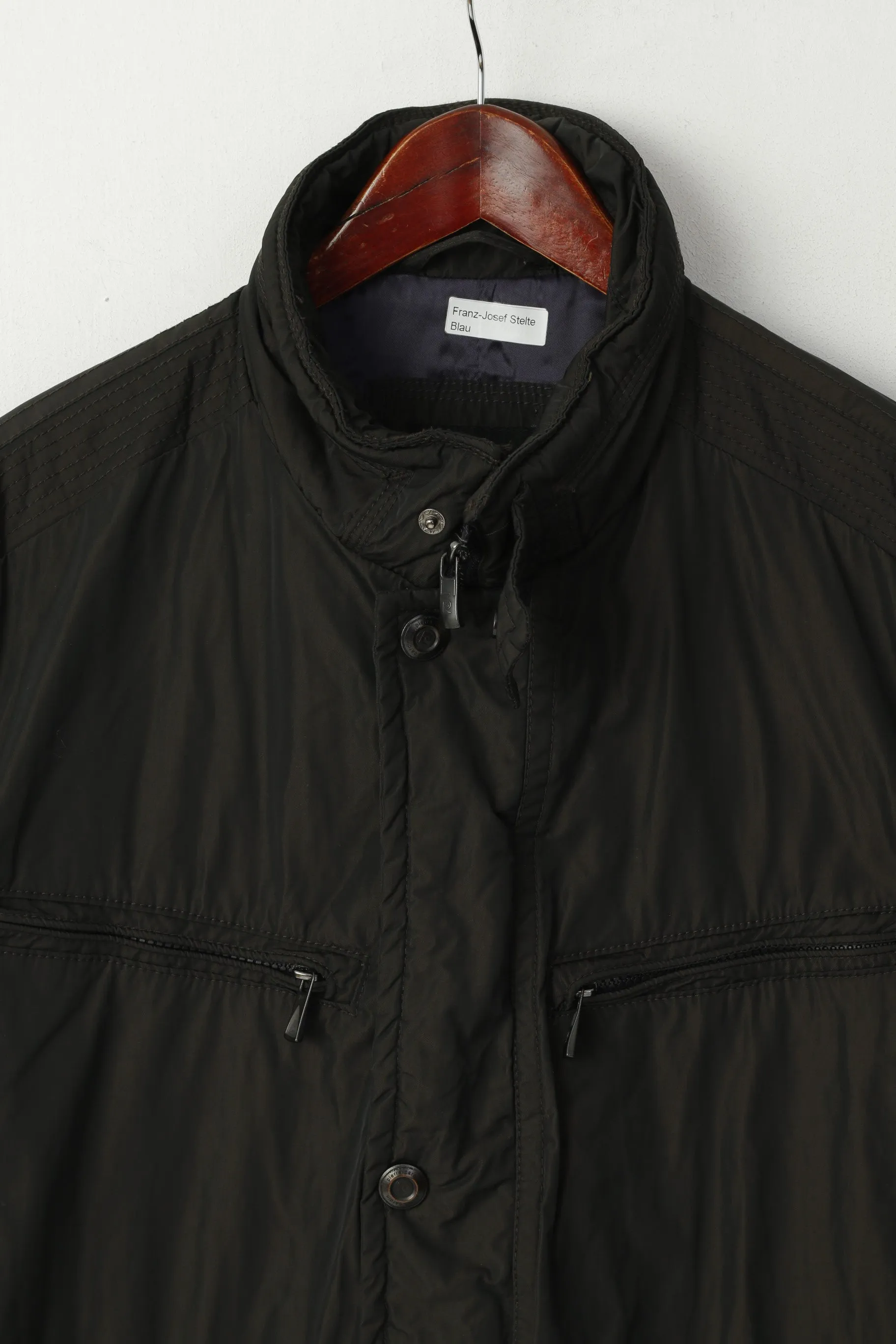 Pierre Cardin Paris Men 27 L Jacket Dark Brown Shiny Padded Military Casual Top