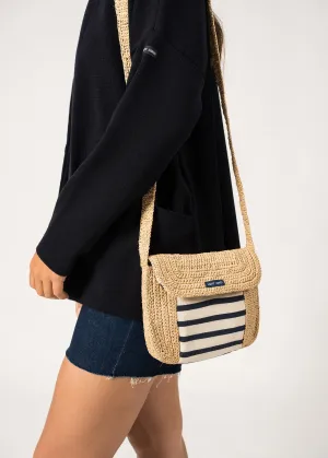 Pochette en raphia -  dtails rays (NATUREL)