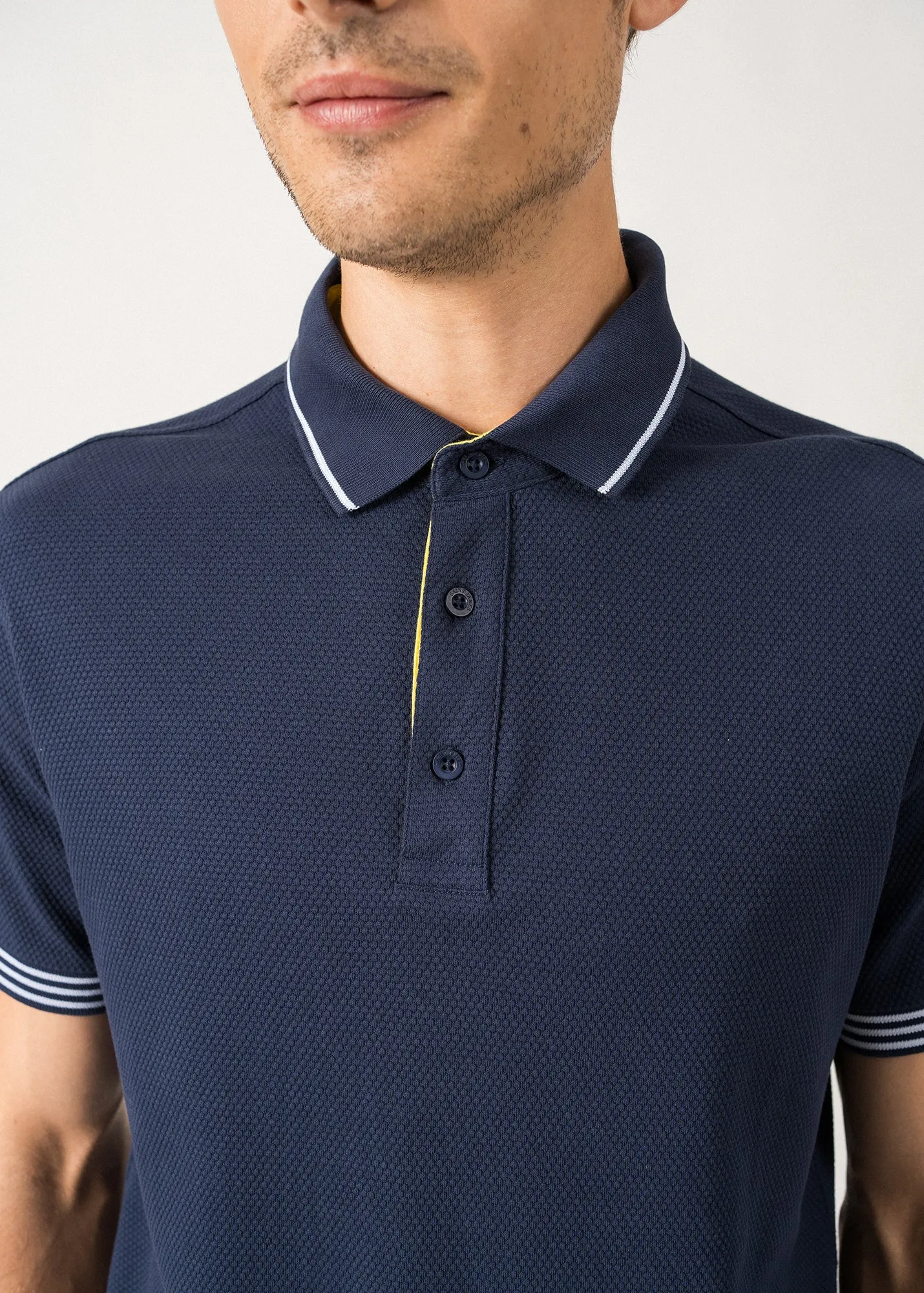 Polo Pacme - en maille texture (MARINE)