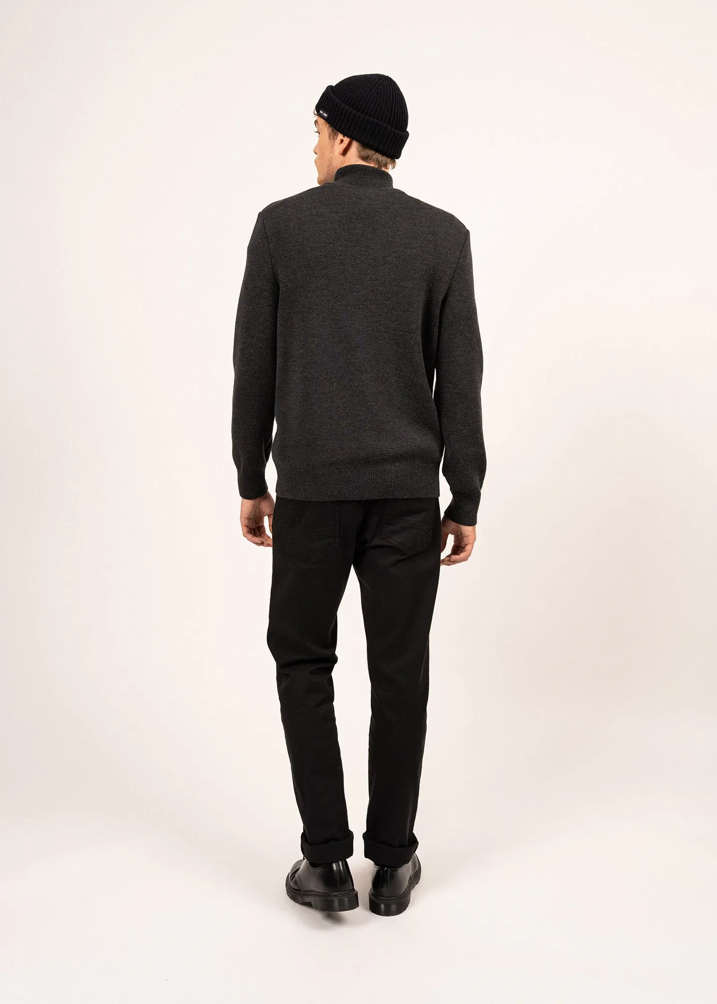 Pull  col montant Tarbes - en laine douce (ANTHRACITE)