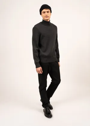 Pull  col montant Tarbes - en laine douce (ANTHRACITE)
