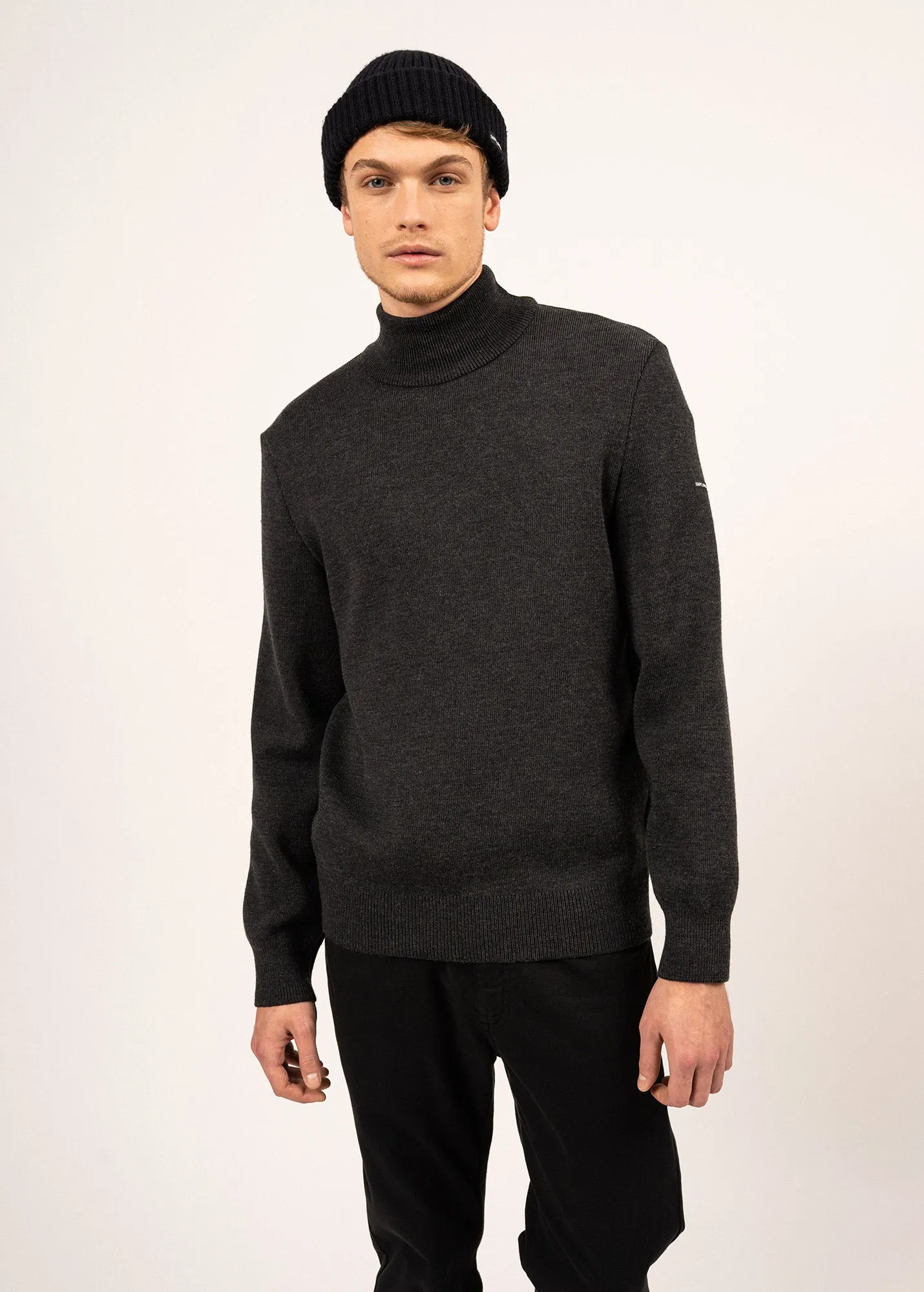 Pull  col montant Tarbes - en laine douce (ANTHRACITE)