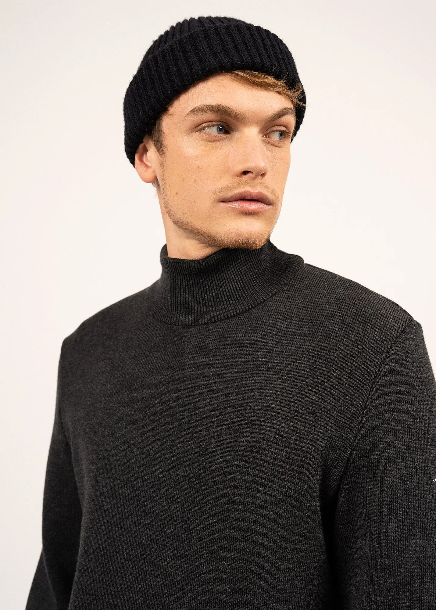Pull  col montant Tarbes - en laine douce (ANTHRACITE)