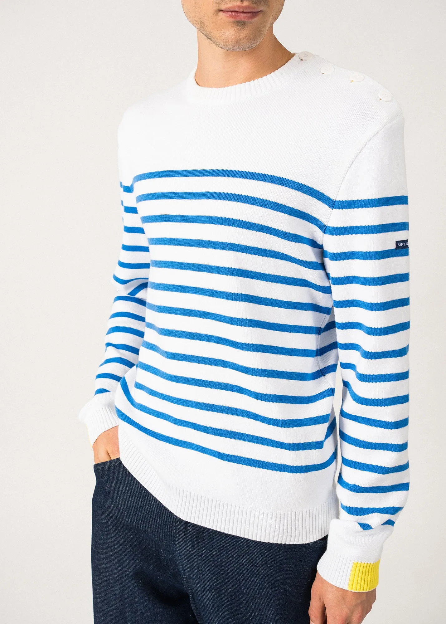 Pull marin Azur - en coton (BLANC/MER/ACIDULE)