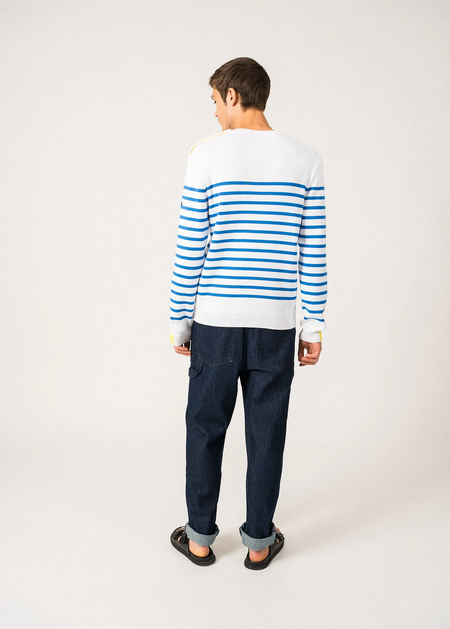 Pull marin Azur - en coton (BLANC/MER/ACIDULE)