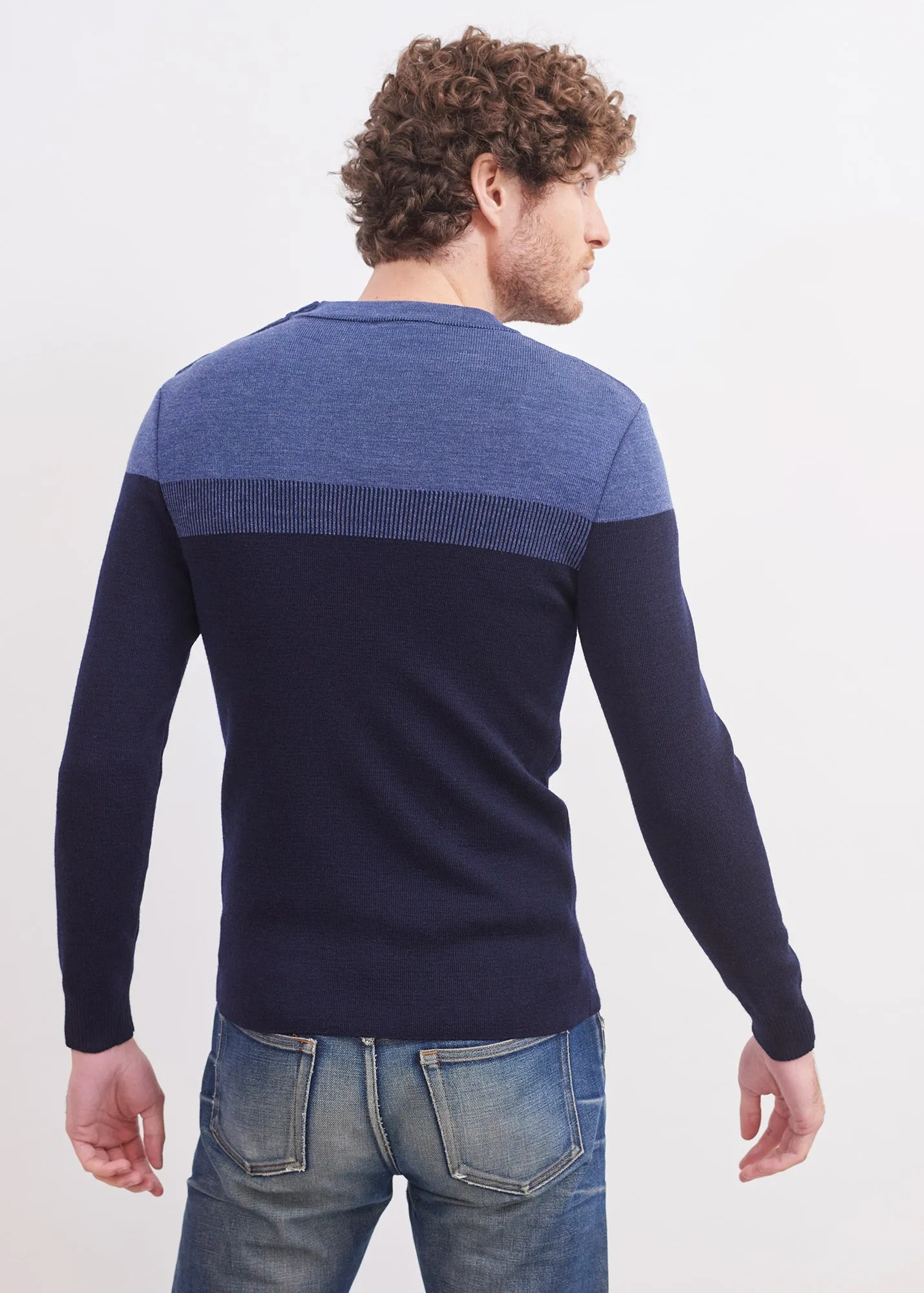 Pull marin Bretagne - en laine (MARINE/JEANS)