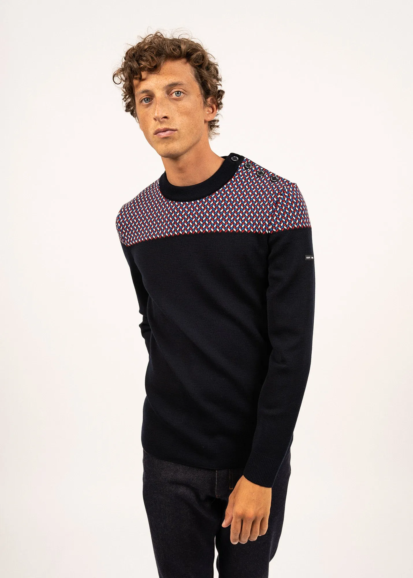 Pull marin jacquard - SAINT JAMES x Elyse (NAVY/MULTICO)