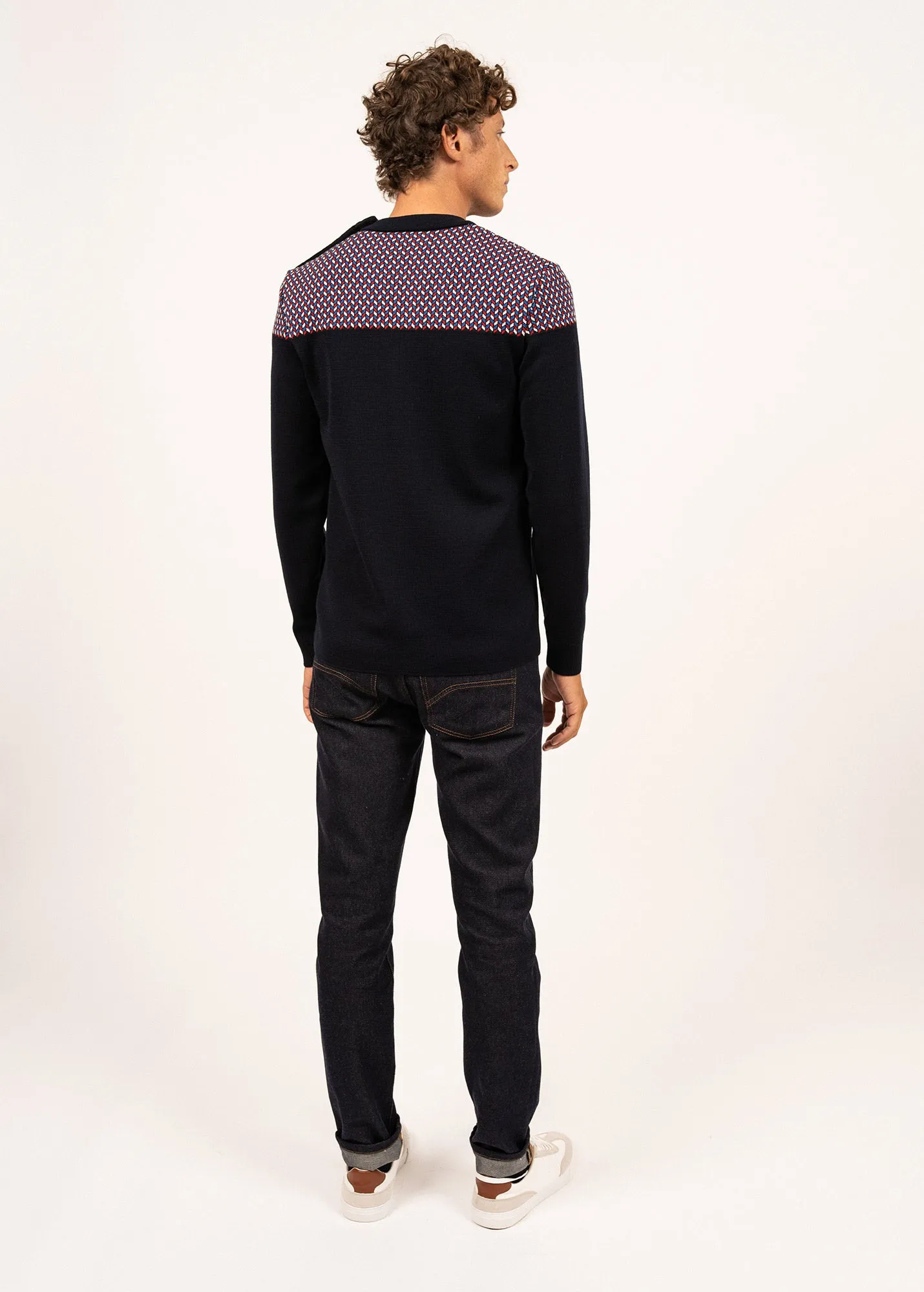 Pull marin jacquard - SAINT JAMES x Elyse (NAVY/MULTICO)