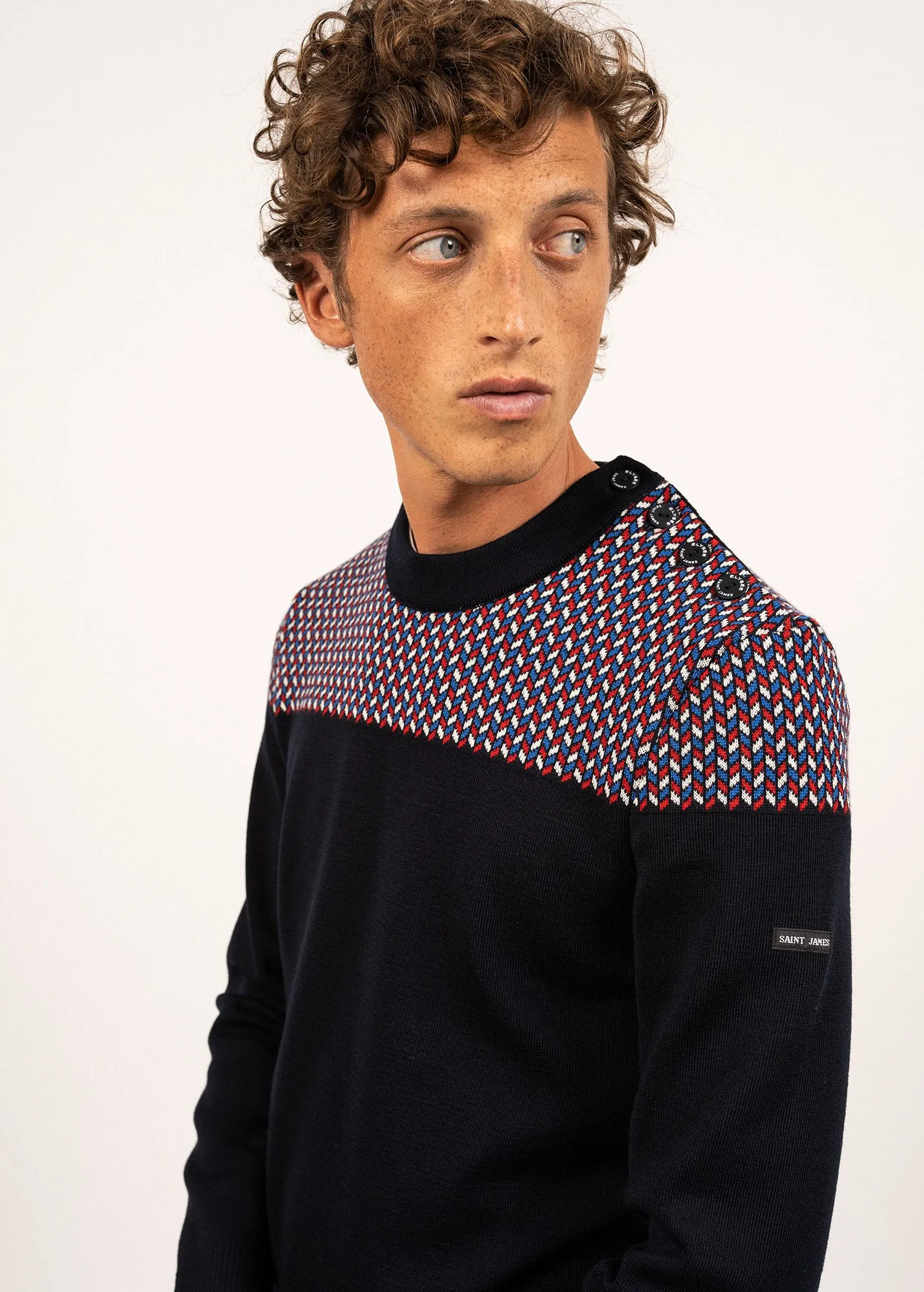 Pull marin jacquard - SAINT JAMES x Elyse (NAVY/MULTICO)