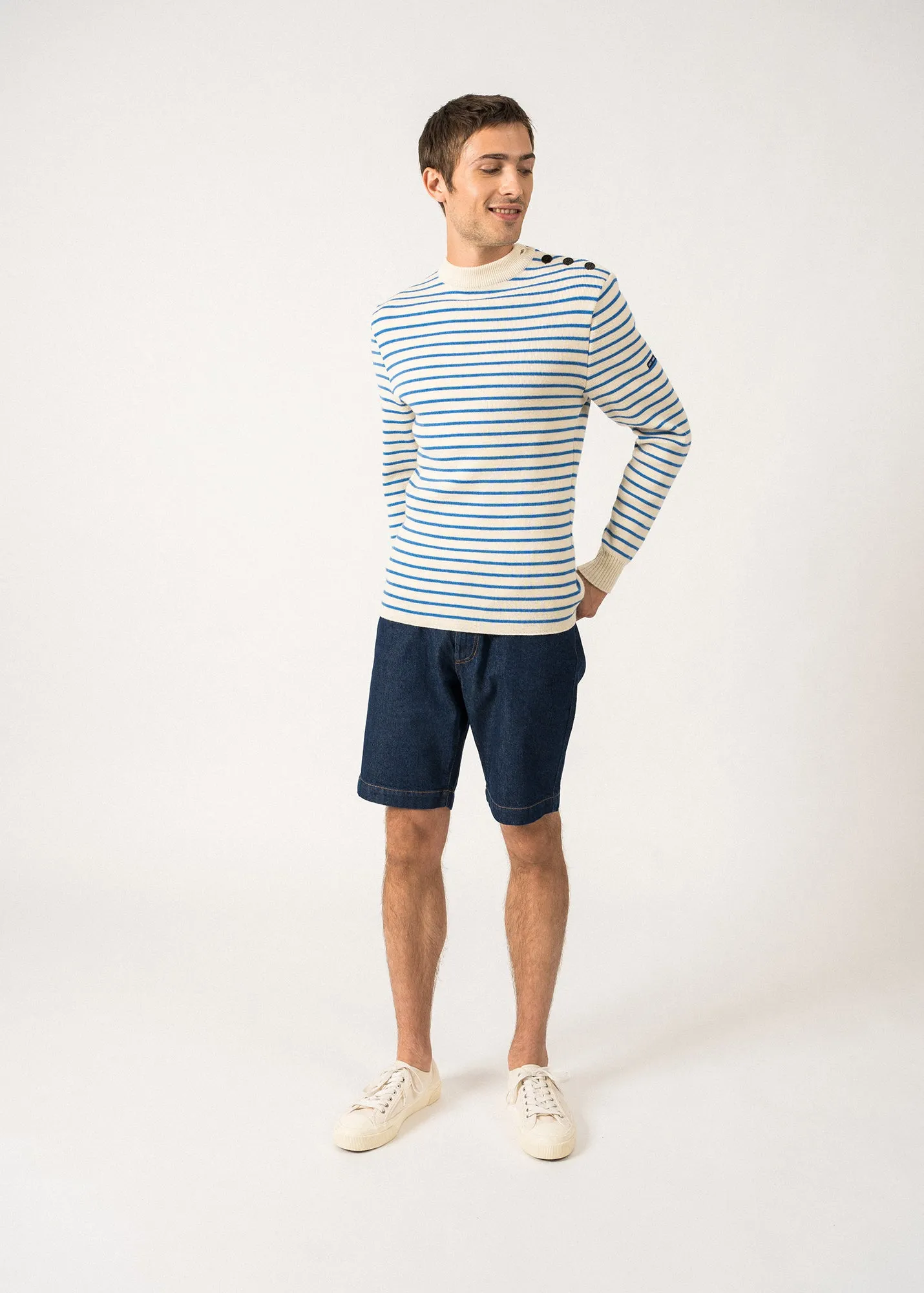 Pull marin ray Matelot - coupe ajuste (ECRU/MER)
