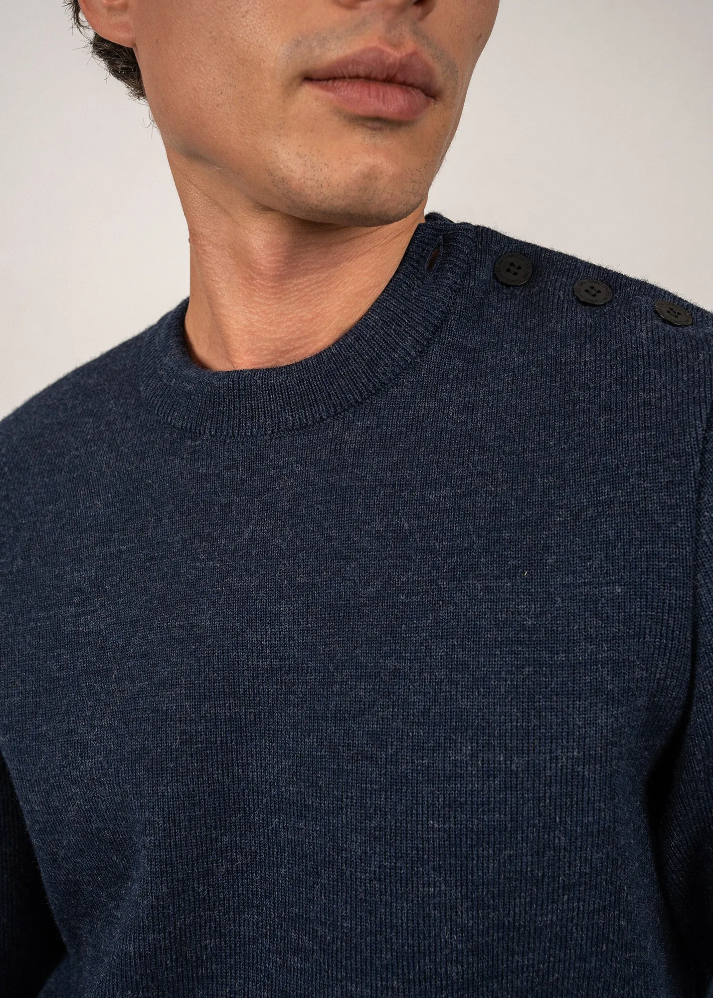 Pull marin uni Cancale - coupe confort (BLEU CHINE)