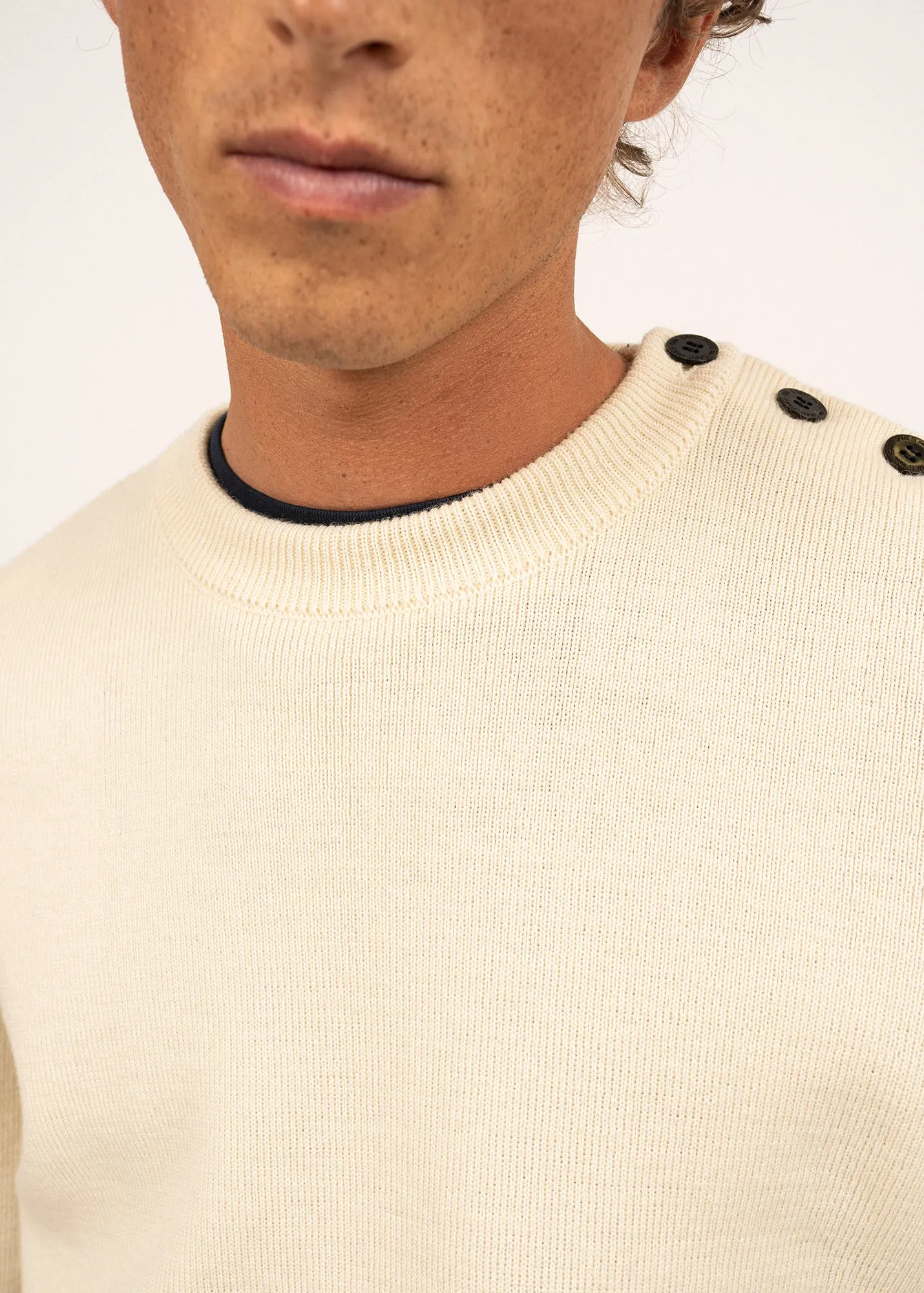 Pull marin uni Cancale - coupe confort (ECRU)