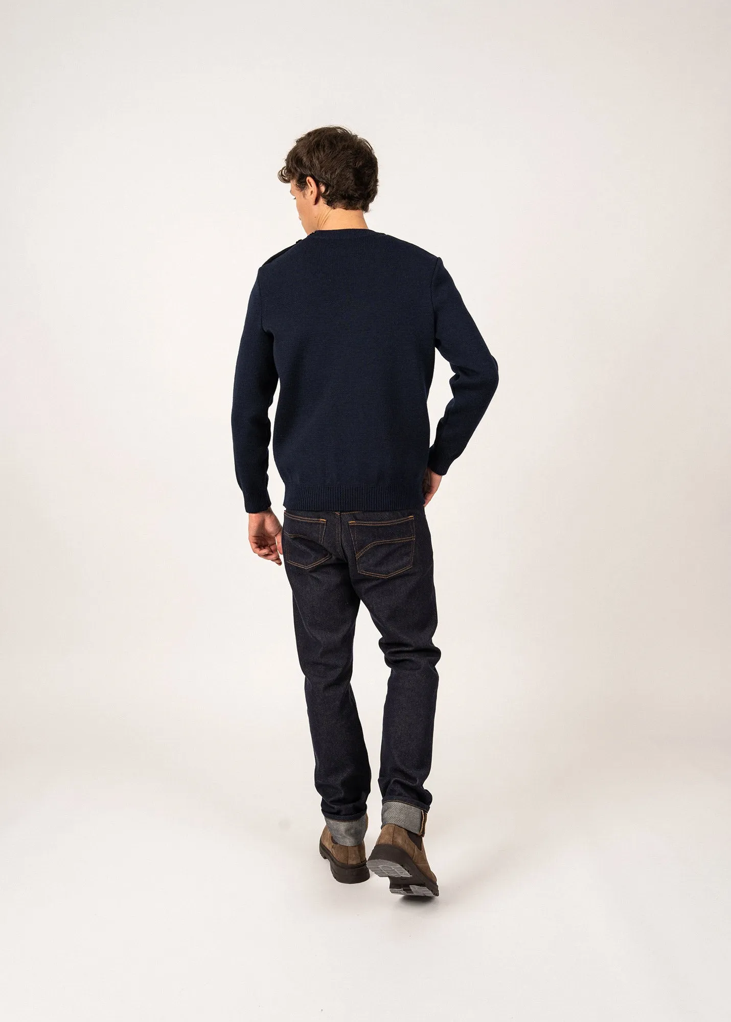 Pull marin uni Cancale - coupe confort (MARINE)