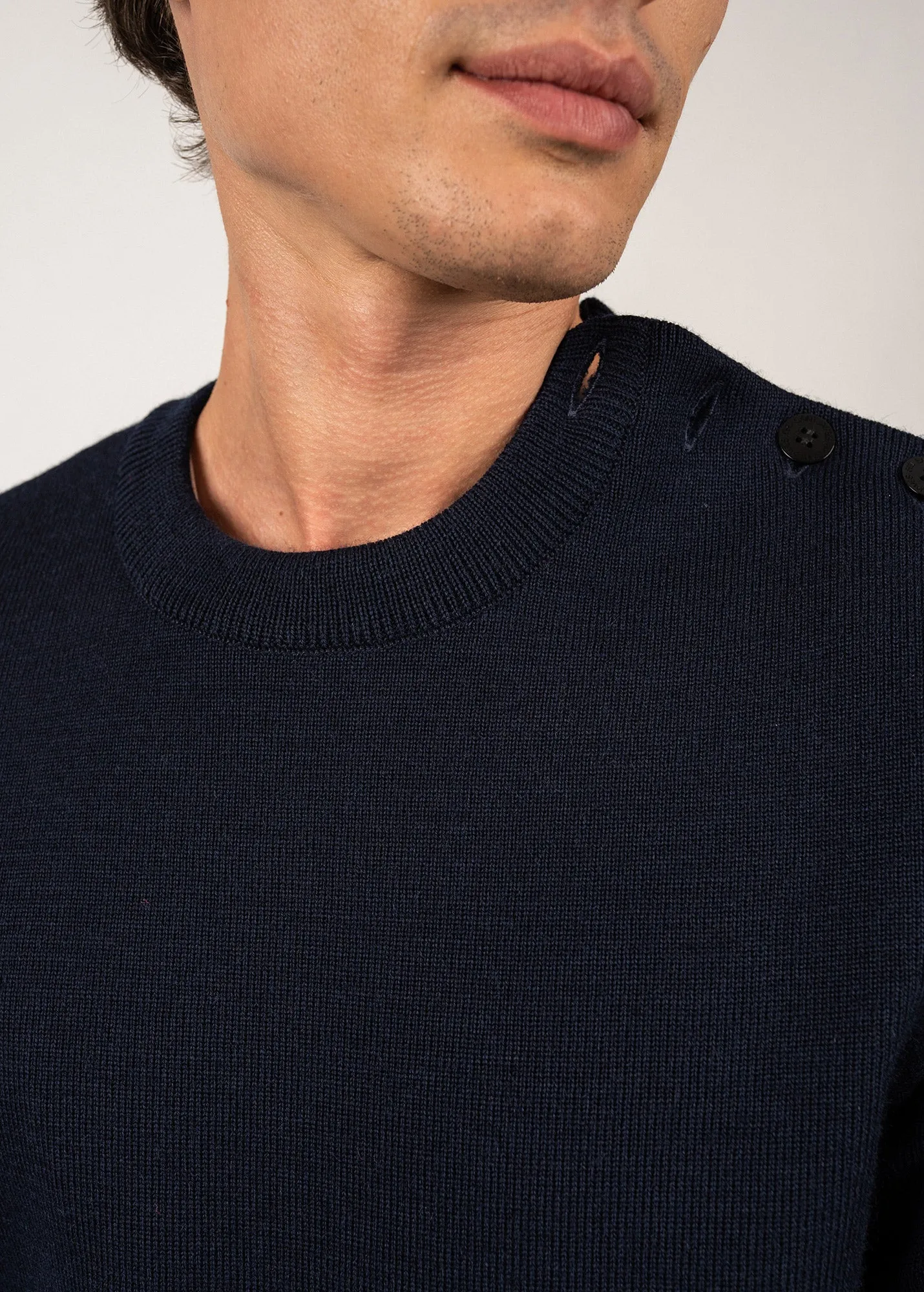 Pull marin uni Cancale - coupe confort (MARINE)