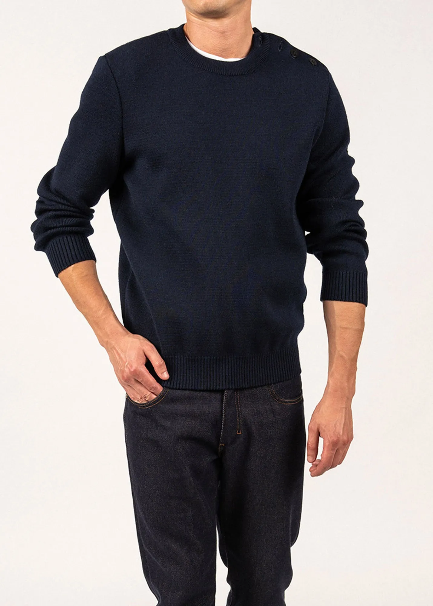 Pull marin uni Cancale - coupe confort (MARINE)