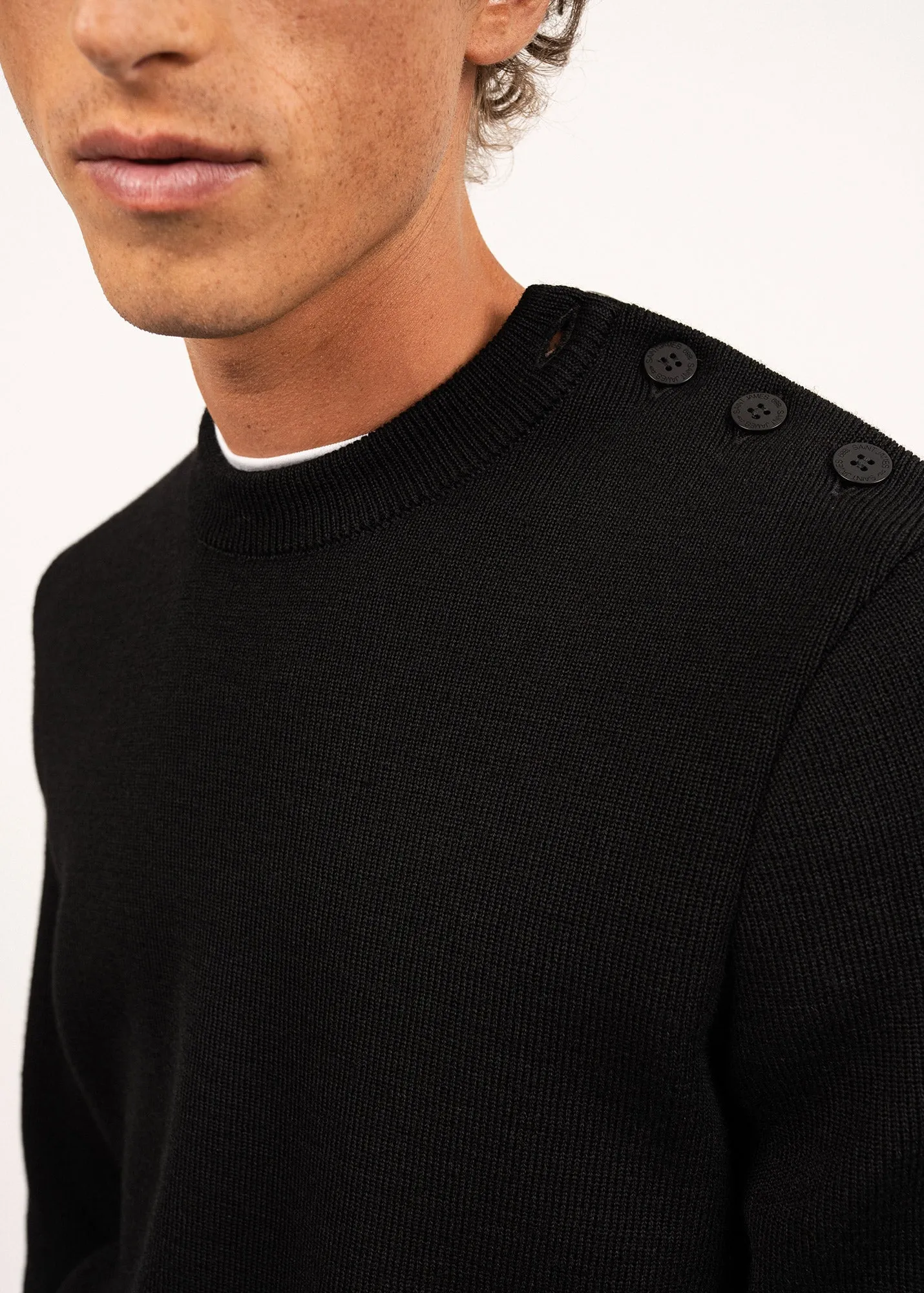 Pull marin uni Cancale - coupe confort (NOIR)