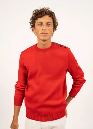 Pull marin uni Cancale - coupe confort (ROUGE)