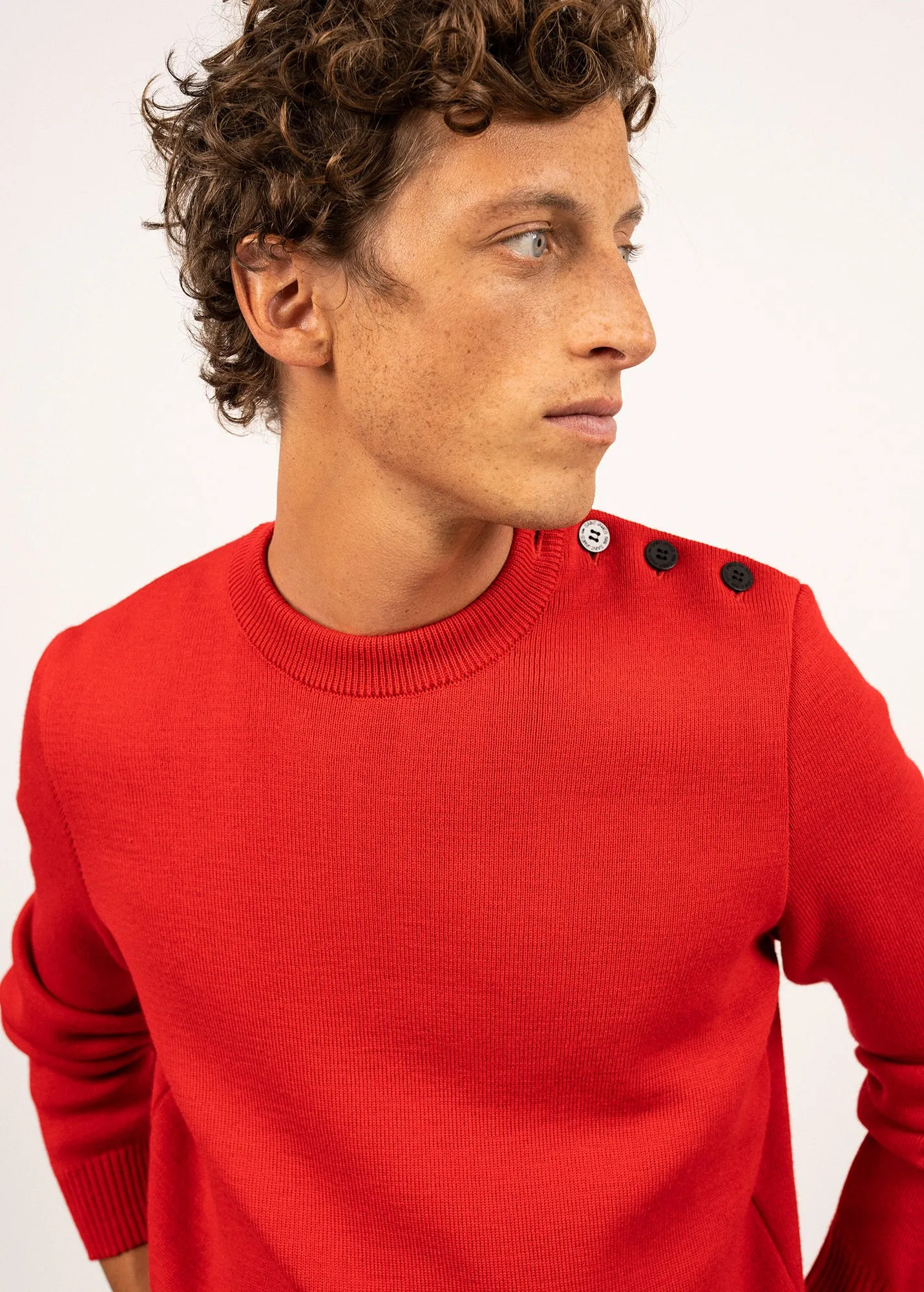 Pull marin uni Cancale - coupe confort (ROUGE)