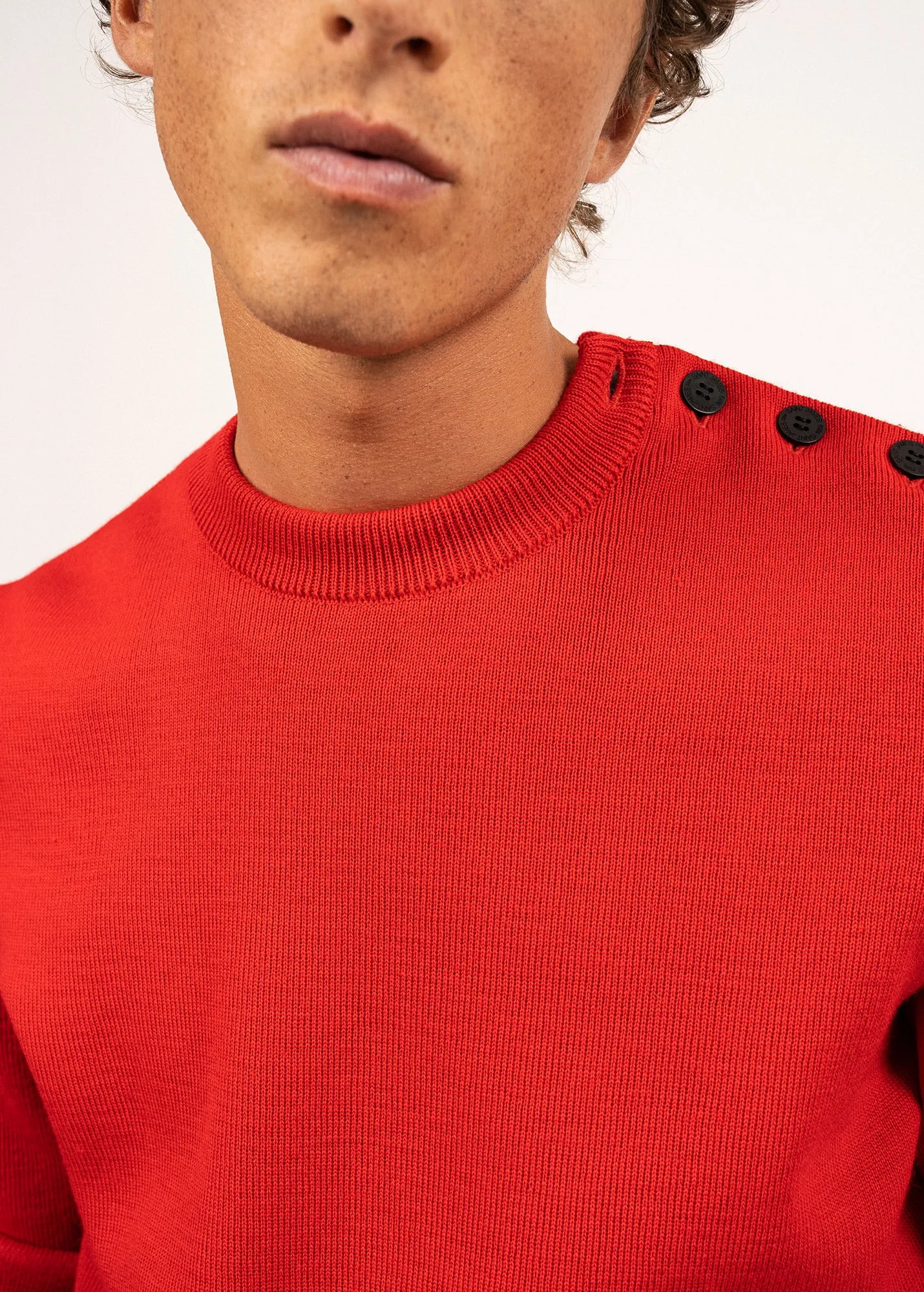 Pull marin uni Cancale - coupe confort (ROUGE)