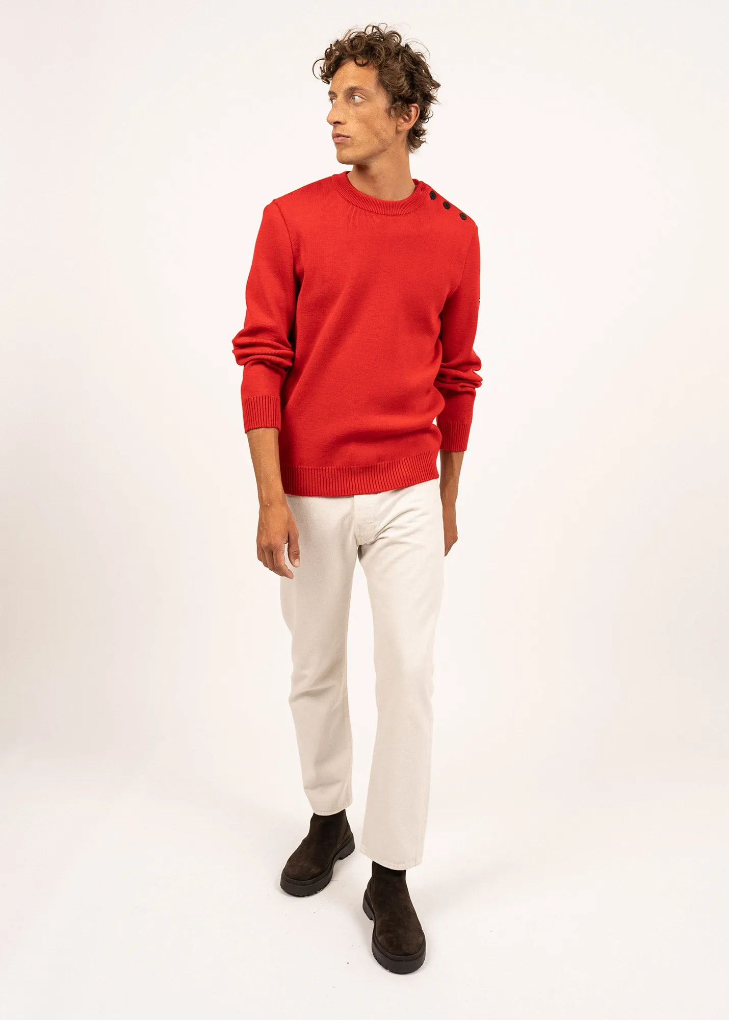 Pull marin uni Cancale - coupe confort (ROUGE)