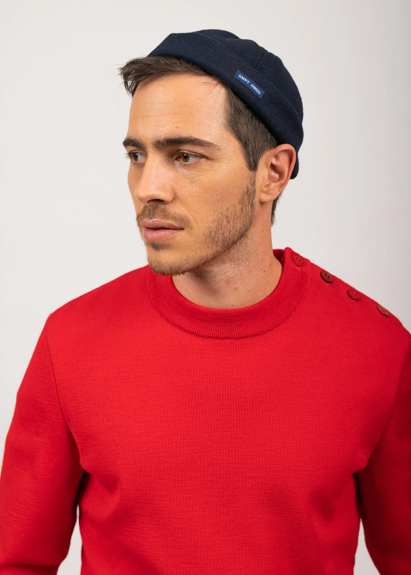 Pull marin uni Dinan - en laine (ROUGE)