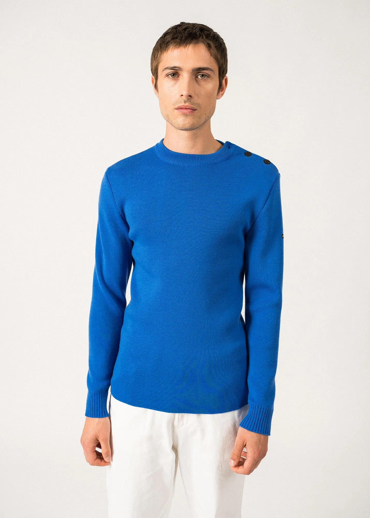 Pull marin uni Rochefort - en laine mrinos (MER)