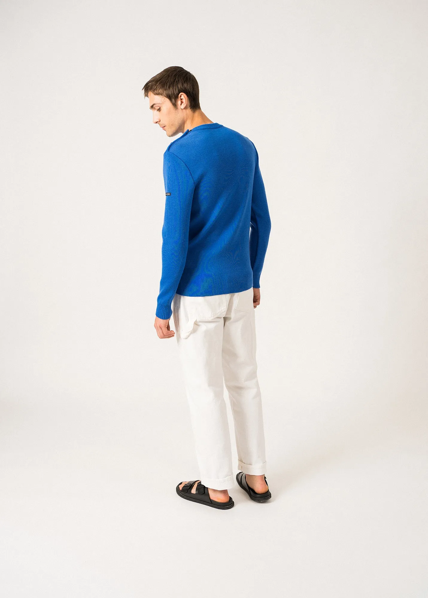 Pull marin uni Rochefort - en laine mrinos (MER)